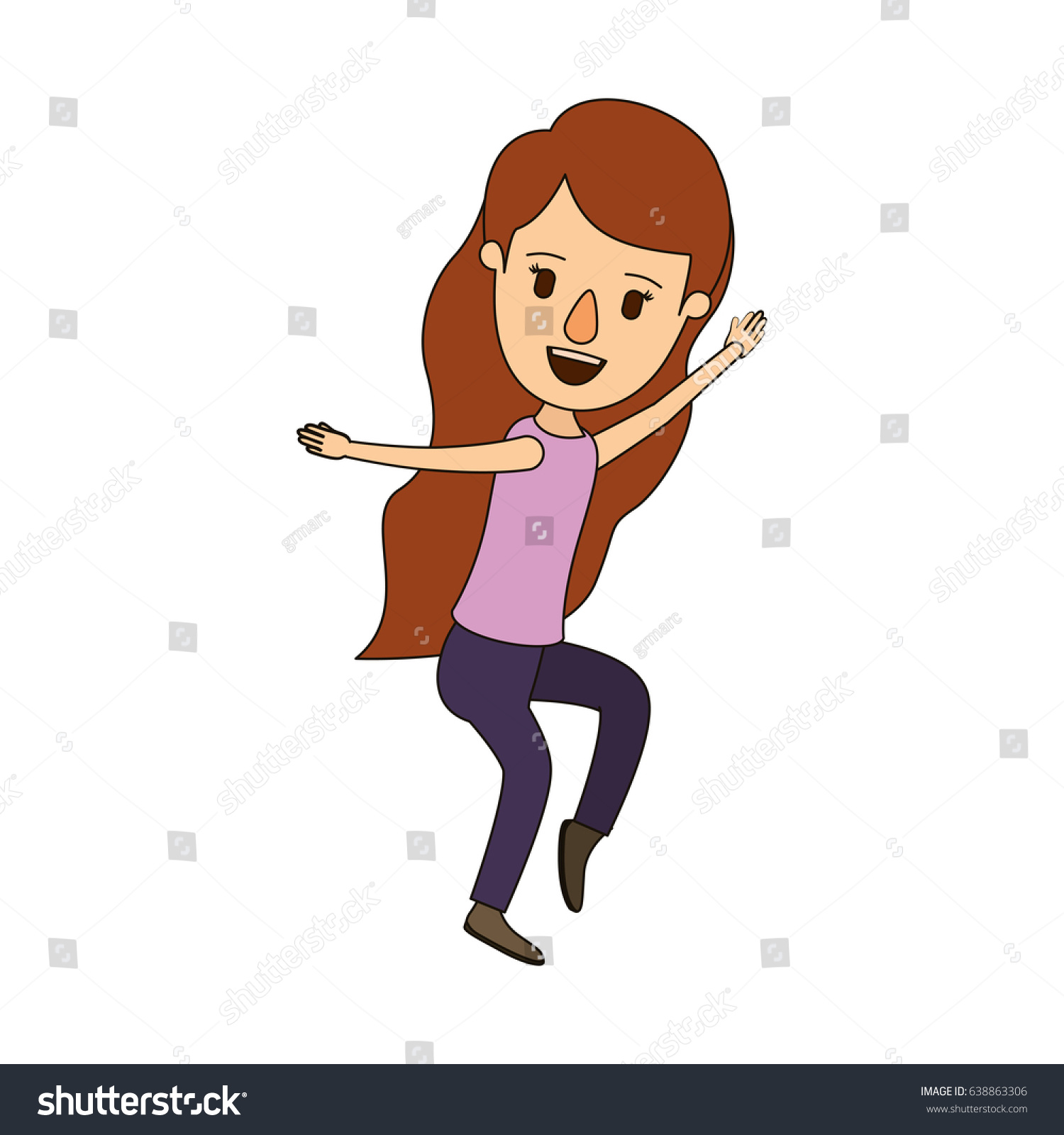 Color Image Caricature Full Body Woman Stock Vector (Royalty Free ...