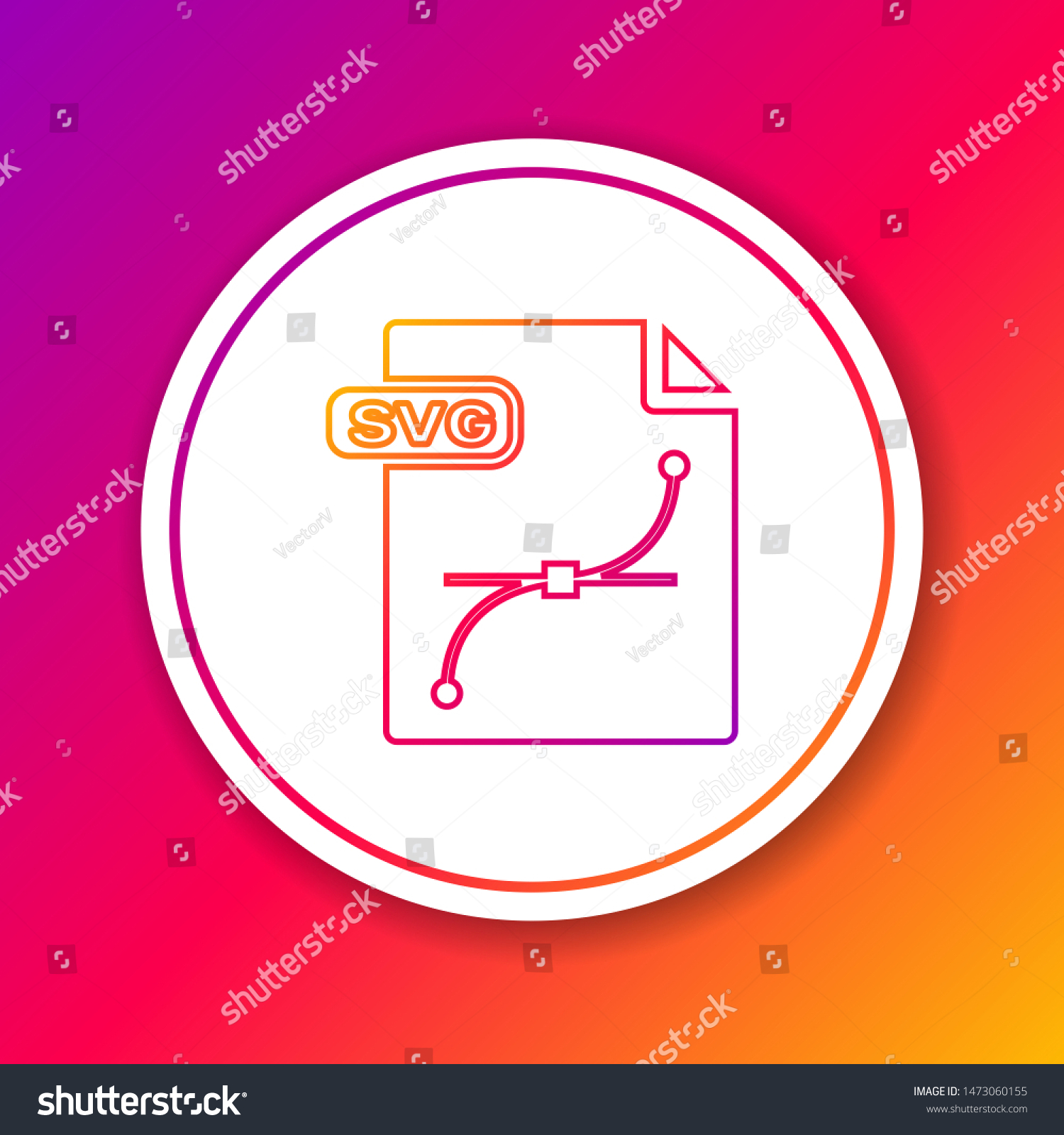 SVG of Color line SVG file document. Download svg button icon isolated on color background. SVG file symbol. Circle white button. Vector Illustration svg