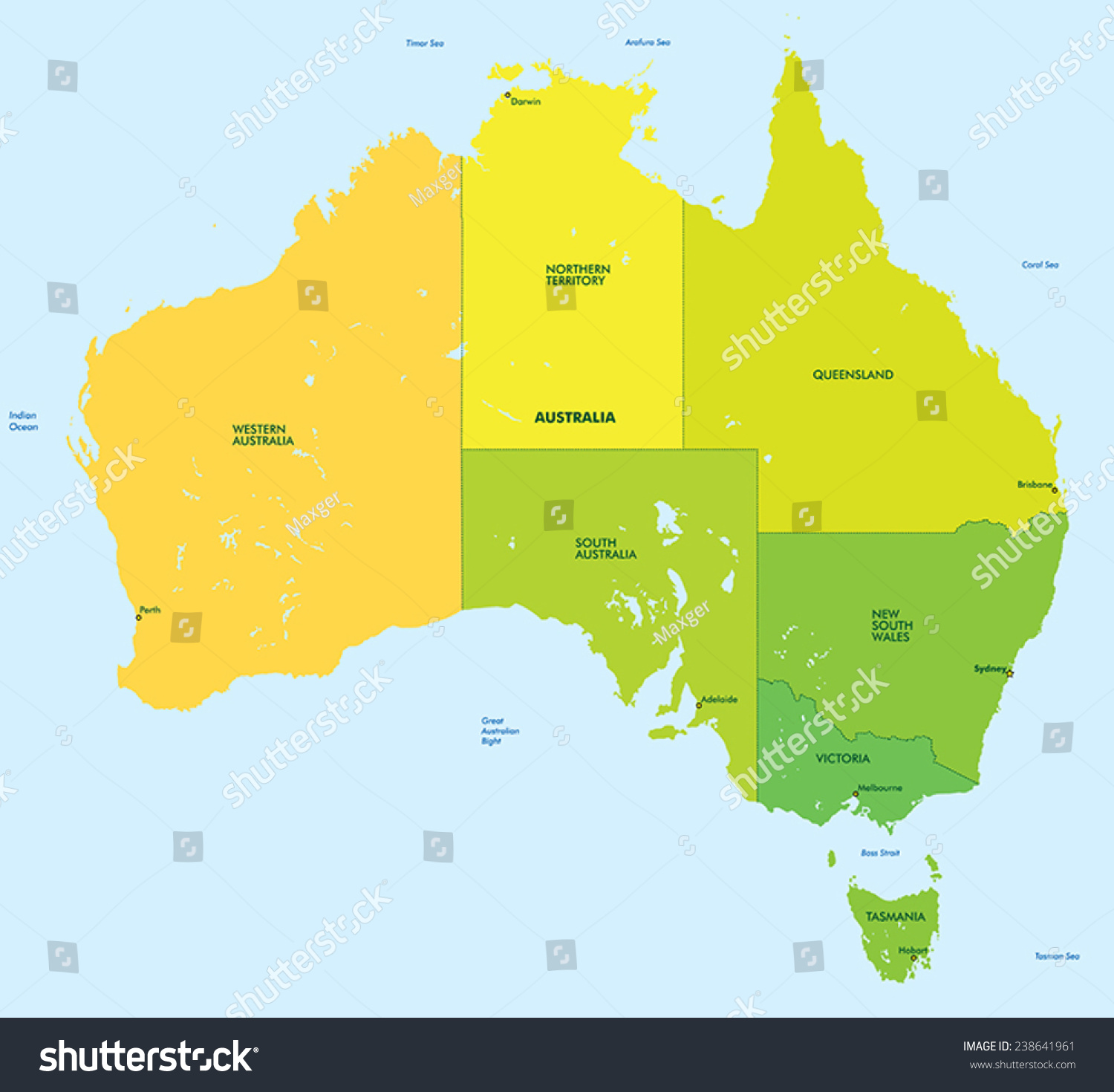 Color Map Australia Stock Vector 238641961 - Shutterstock