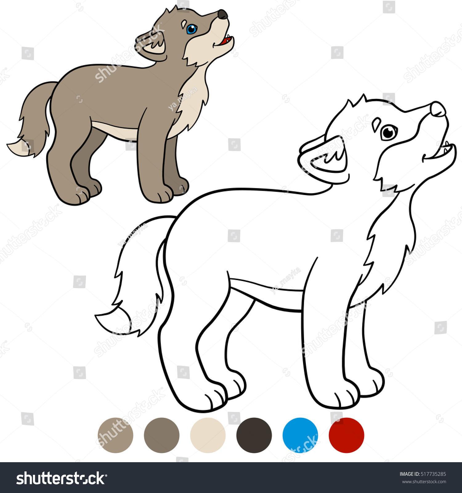 Color Me Wolf Little Cute Baby Stock Vector Royalty Free 517735285