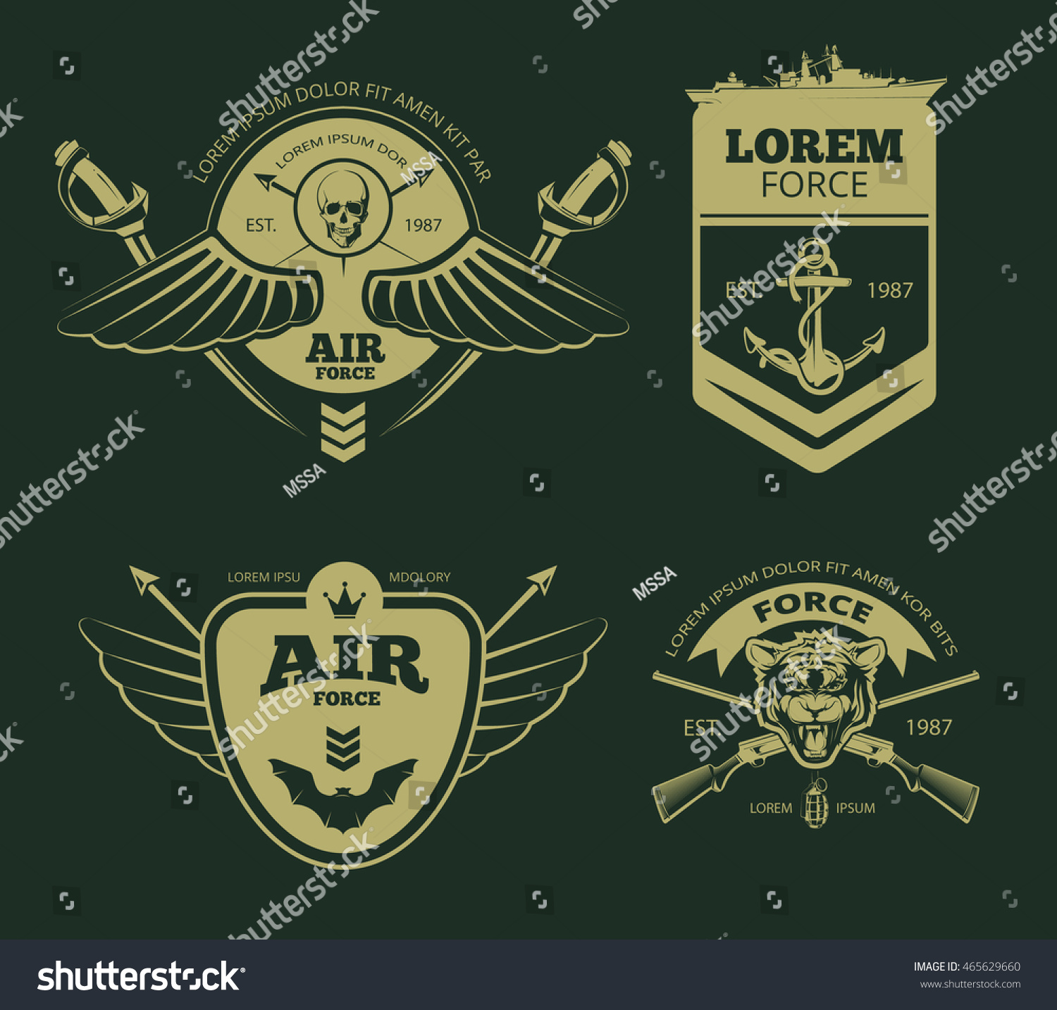 Color Military Patches Insignia Army Vector Stock Vector Royalty