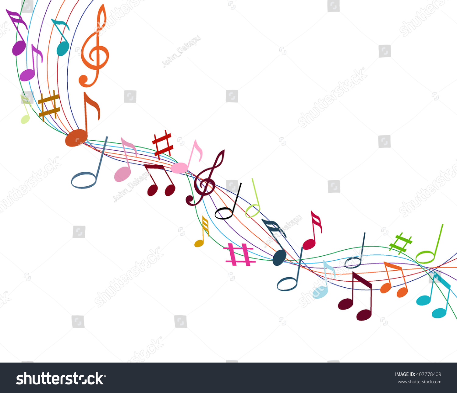 Color Music Notes On A Solide White Background Stock Vector 407778409 ...