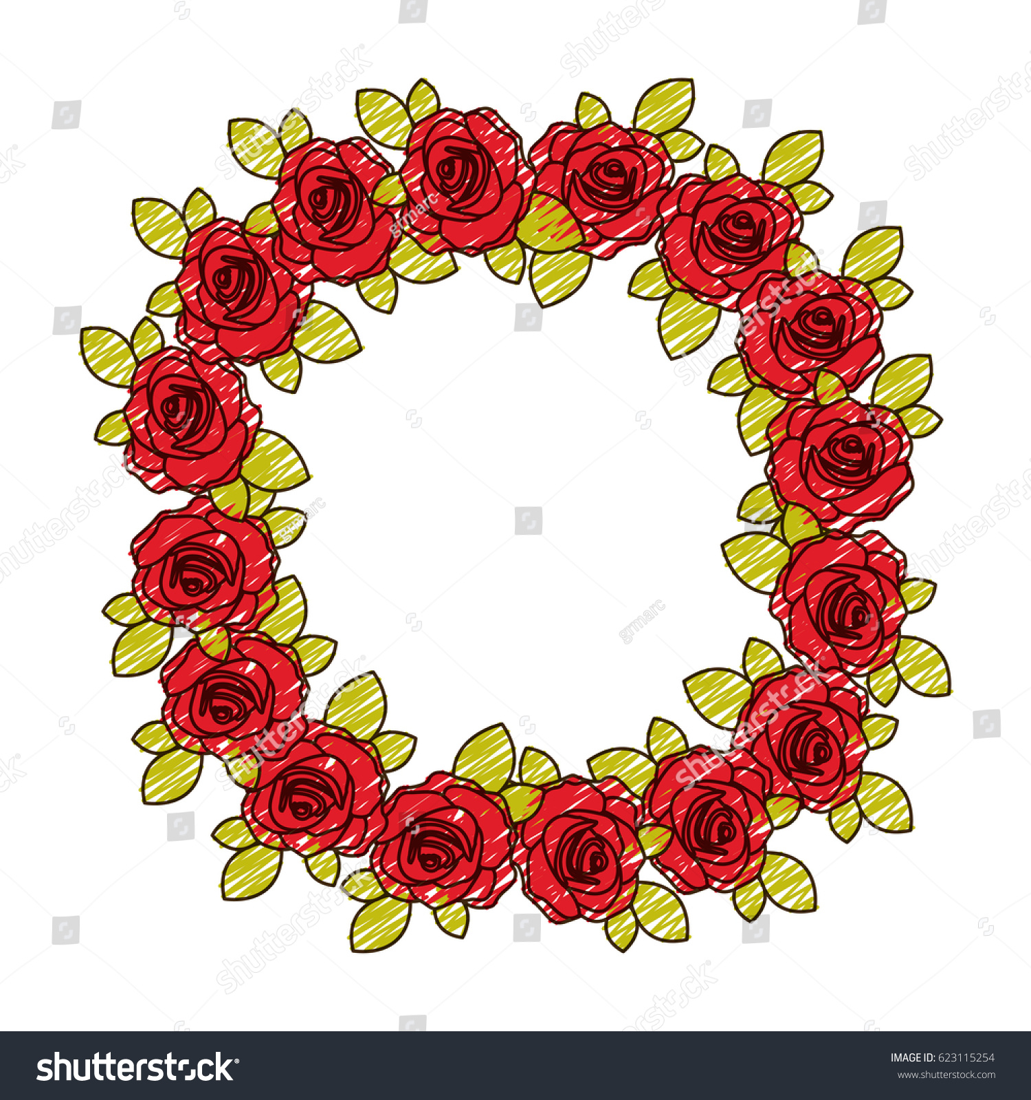 Color Pencil Drawing Crown Flowered Red Stock Vector (Royalty Free ...