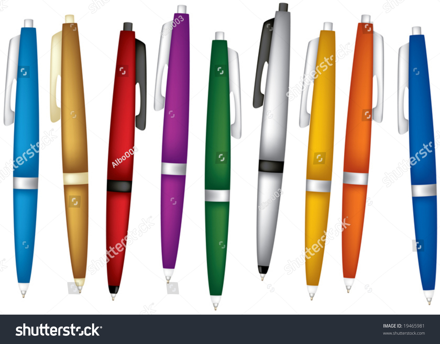 Color Pens. Set. Vector Illustration. Isolated On White Background ...