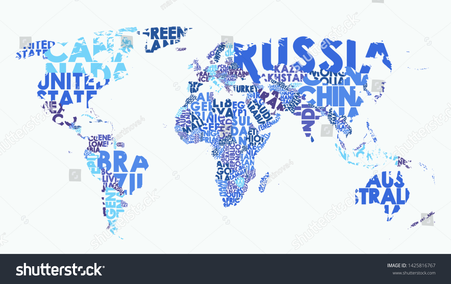 Color Political Map World Consisting Country Stock Vector (Royalty Free ...