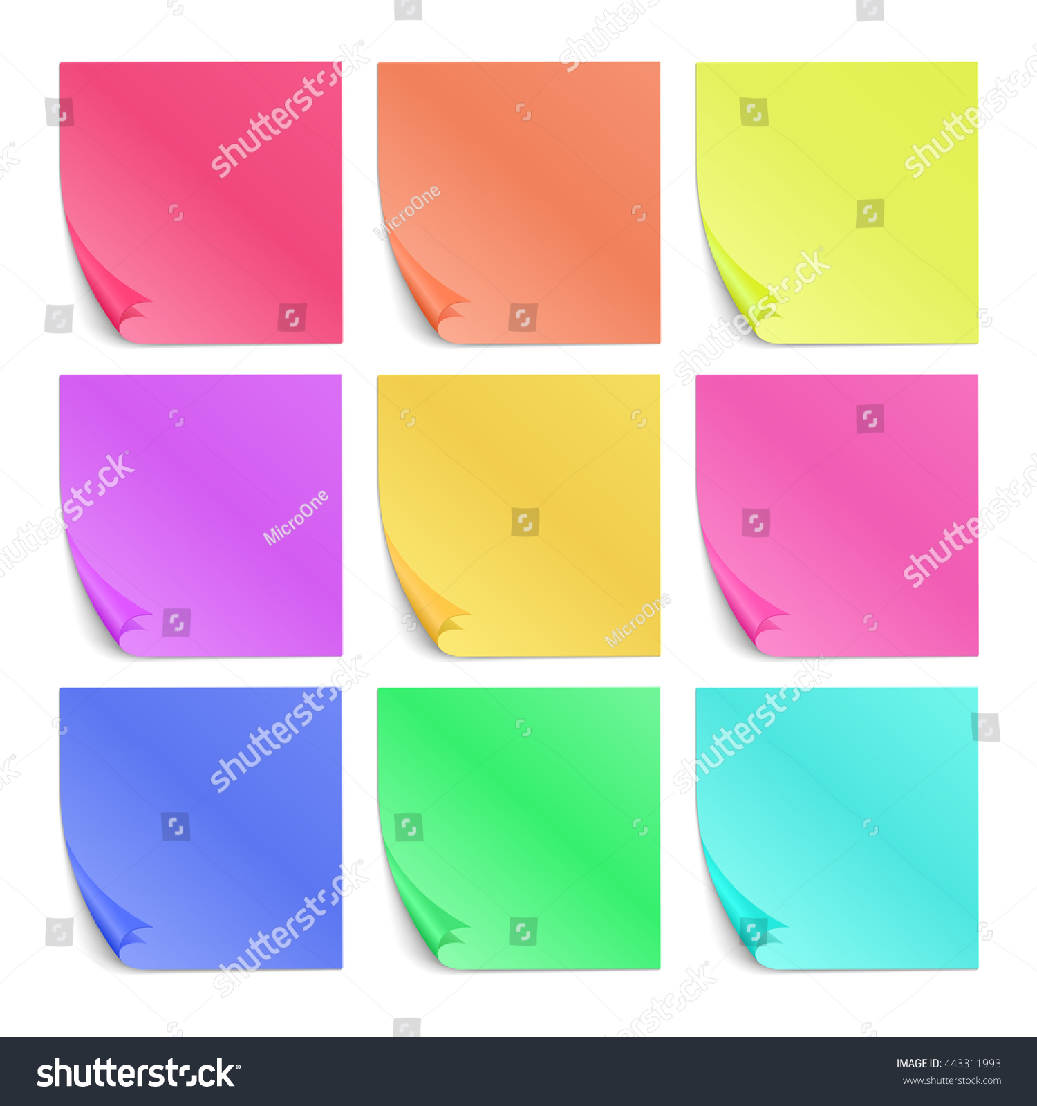 Color Post Paper Stickers Notes Vector Stock Vector 443311993 ... Color Post Paper Stickers Notes Vector Stock Vector 443311993 ...