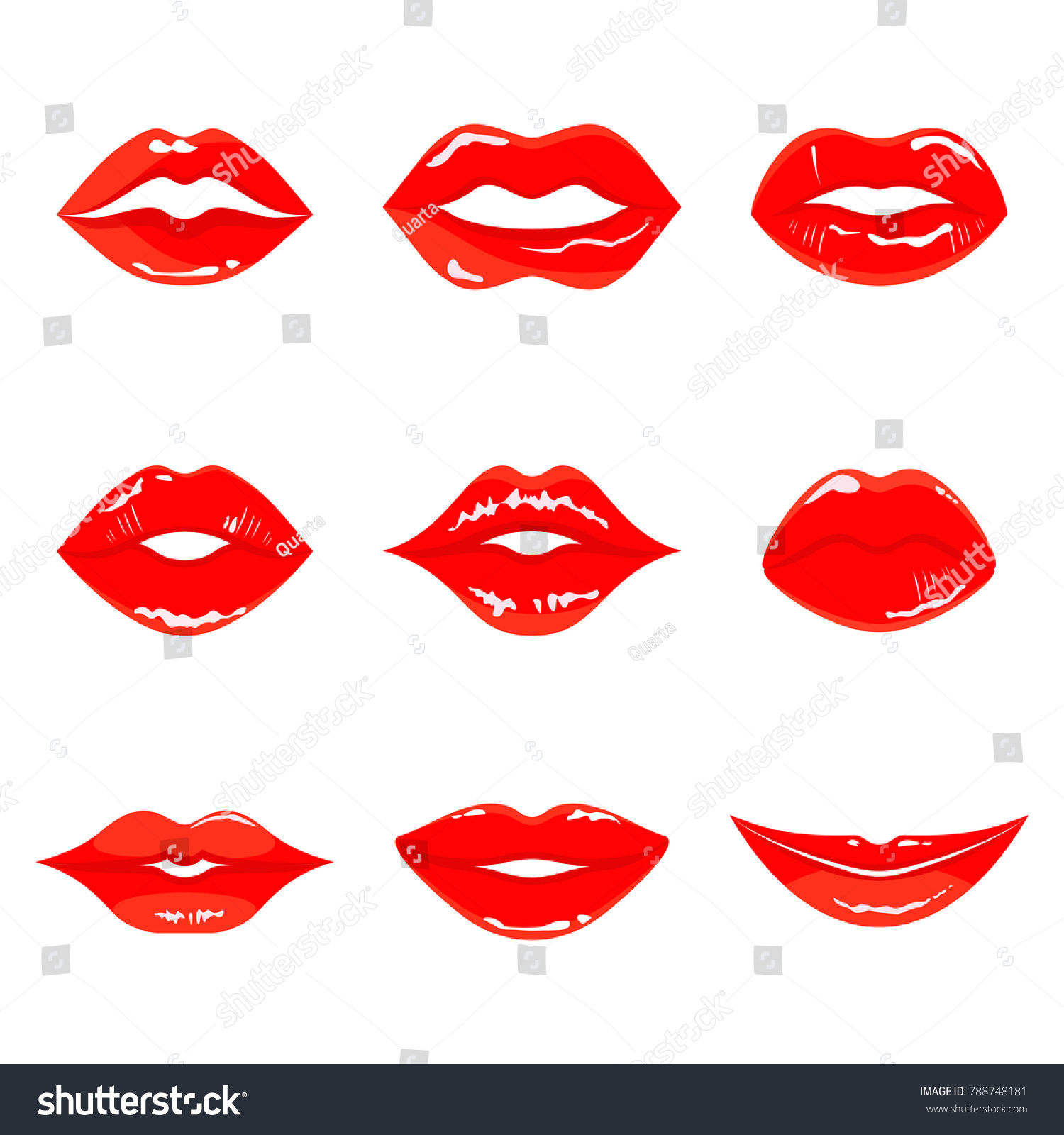 Color Sensual Red Lips Vector Icon Stock Vector Royalty Free 788748181 Shutterstock 9191