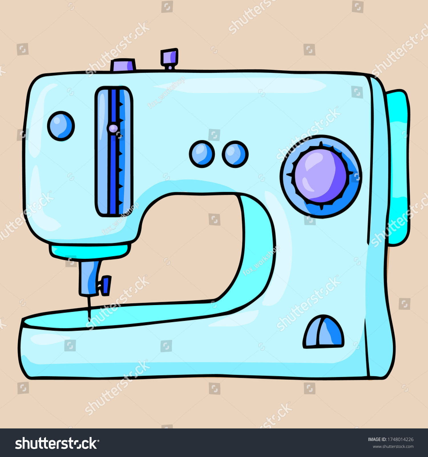 Color Sewing Machine Cartoons Vector Illustration Stock Vector Royalty