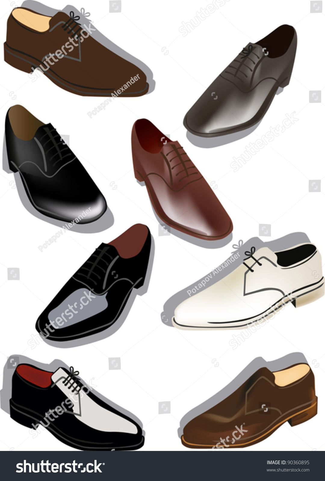 Color Shoes Isolated On White Background Stock Vector Illustration ...