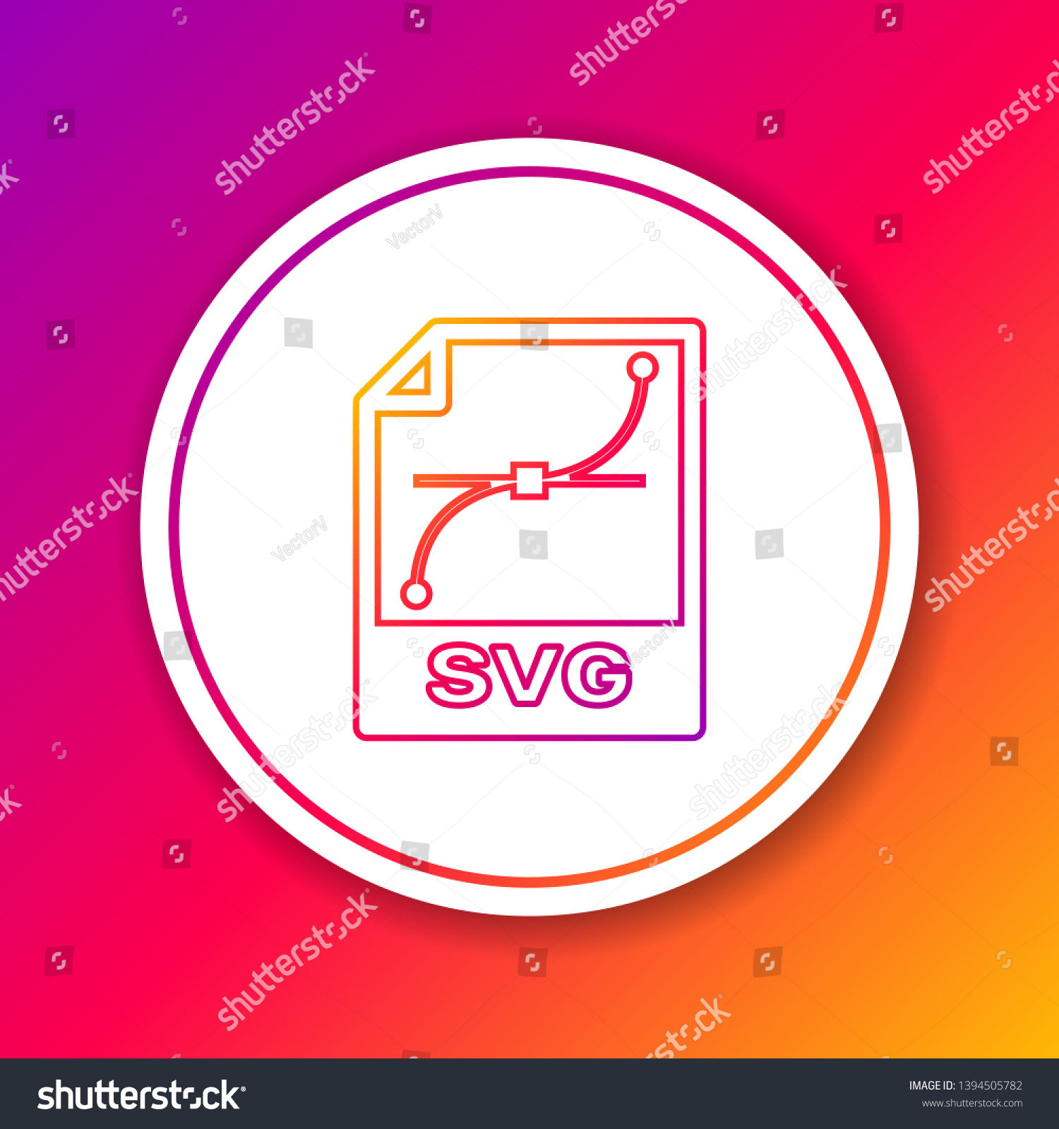 SVG of Color SVG file document icon. Download svg button line icon isolated on color background. SVG file symbol. Circle white button. Vector Illustration svg