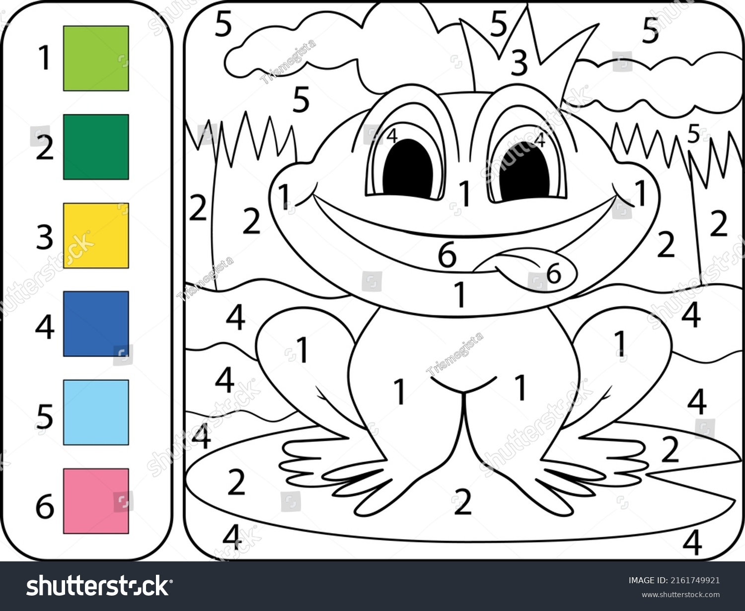 Color Cute Frog By Numbers Beautiful Stock Vector (Royalty Free ...