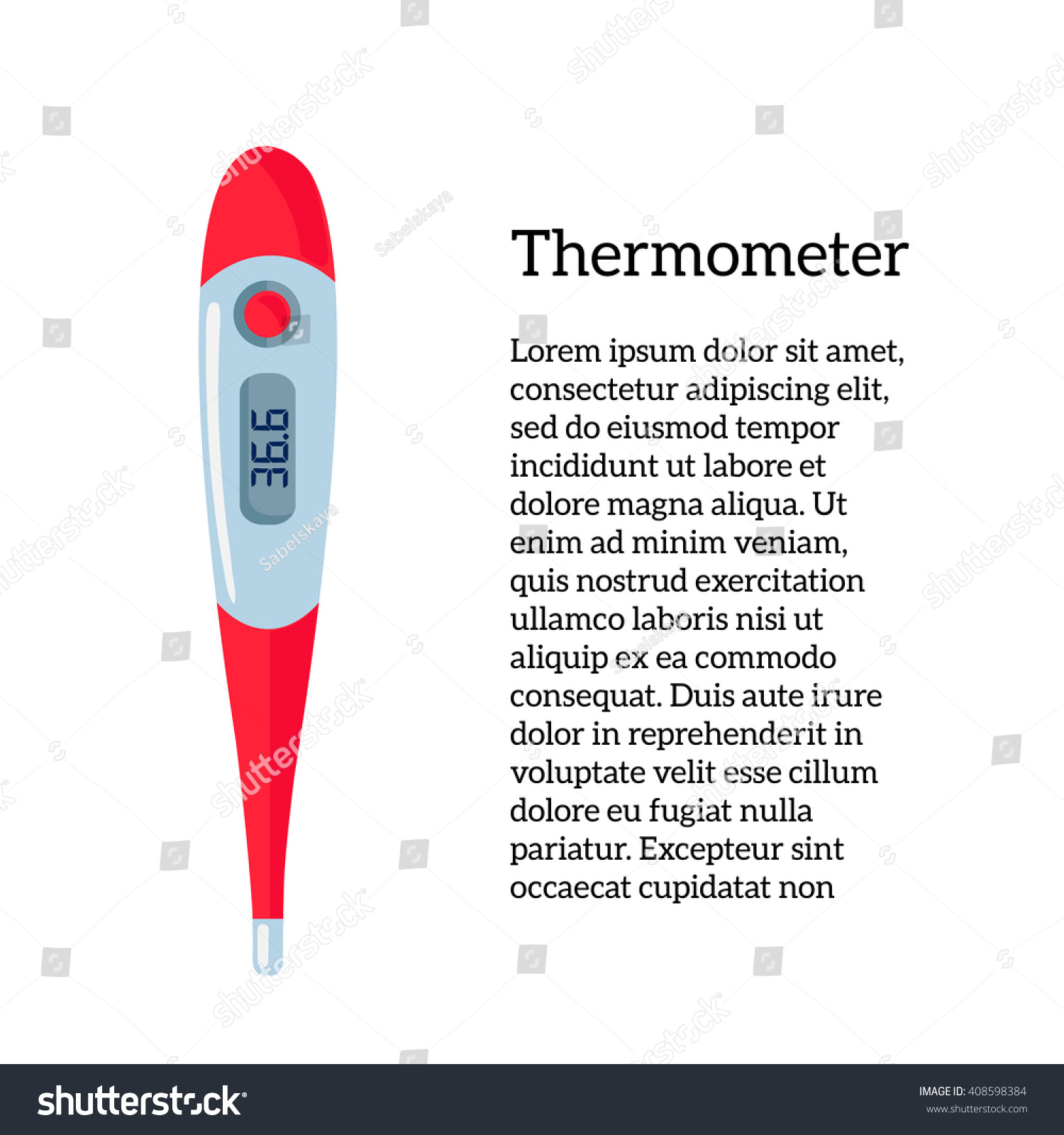 Color Thermometer With The Value 36,6 Isolated On White Background