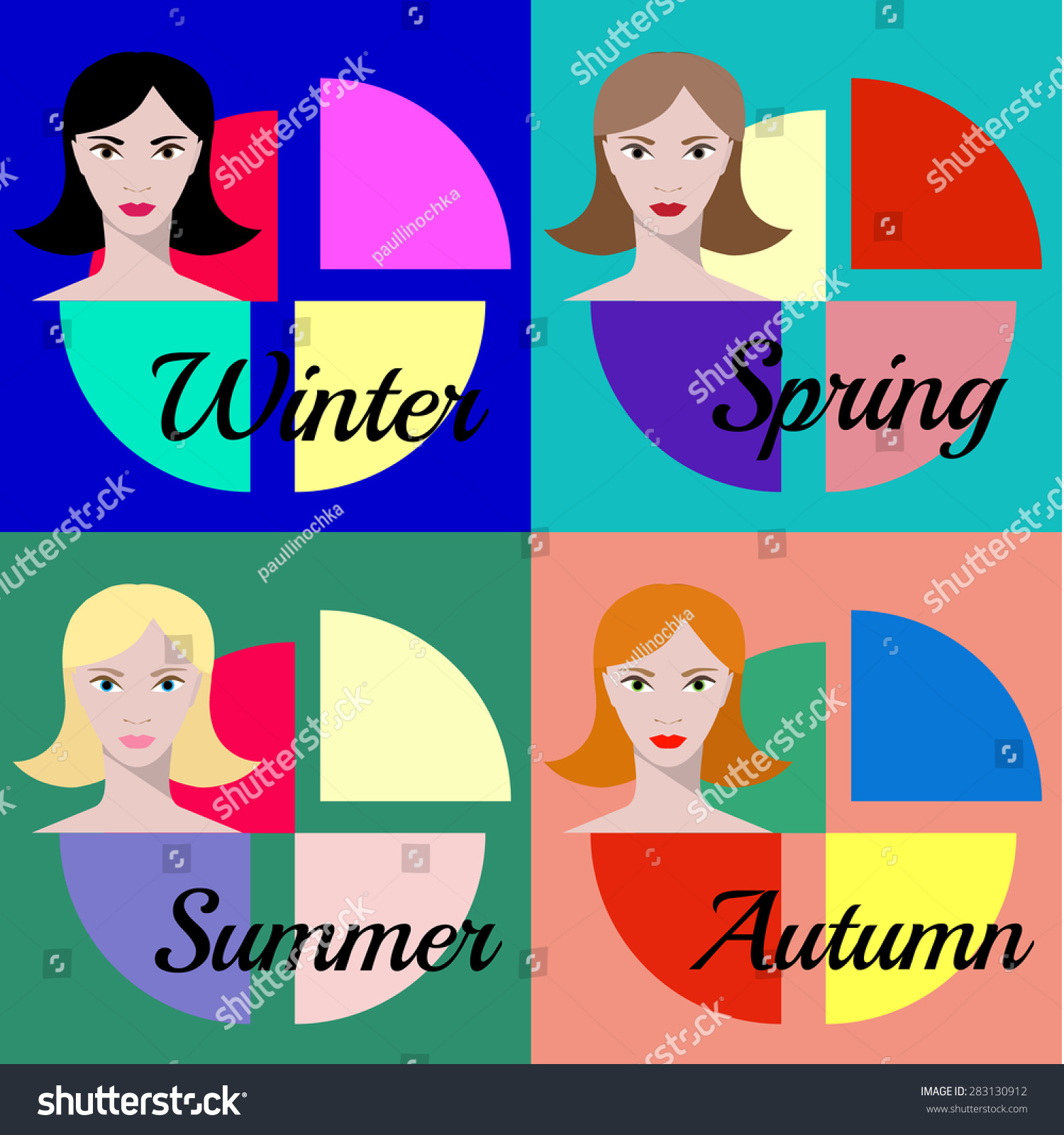 Color Type Appearance Vector Winter Spring Stock Vector Royalty Free 283130912