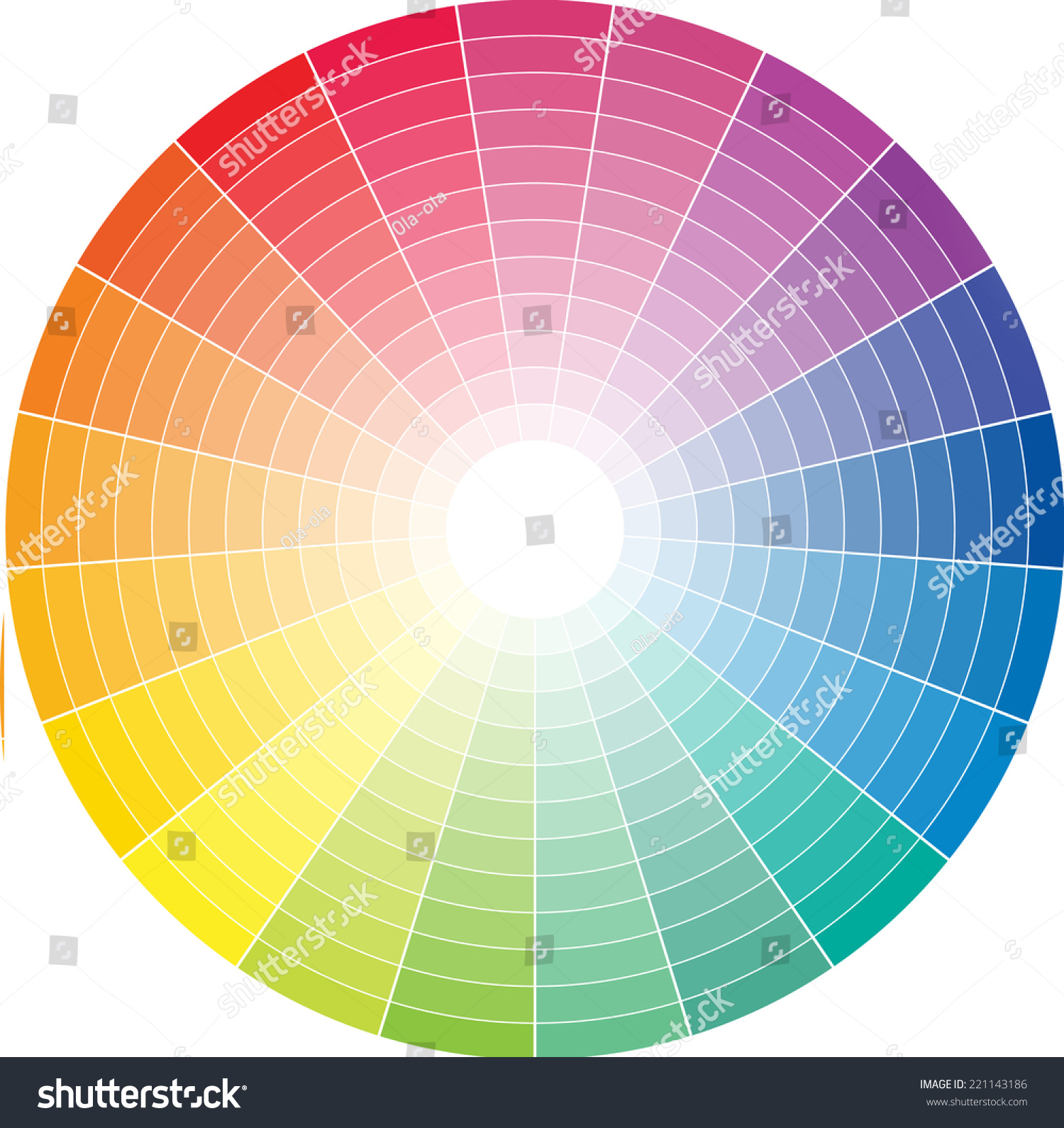 Color Wheel With The Transition To White In The Middle Stock Vector ...