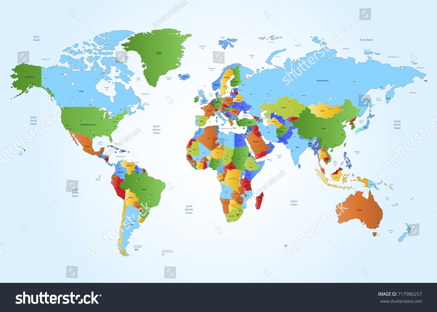 Color World Map Stock Vector (Royalty Free) 717986257 | Shutterstock