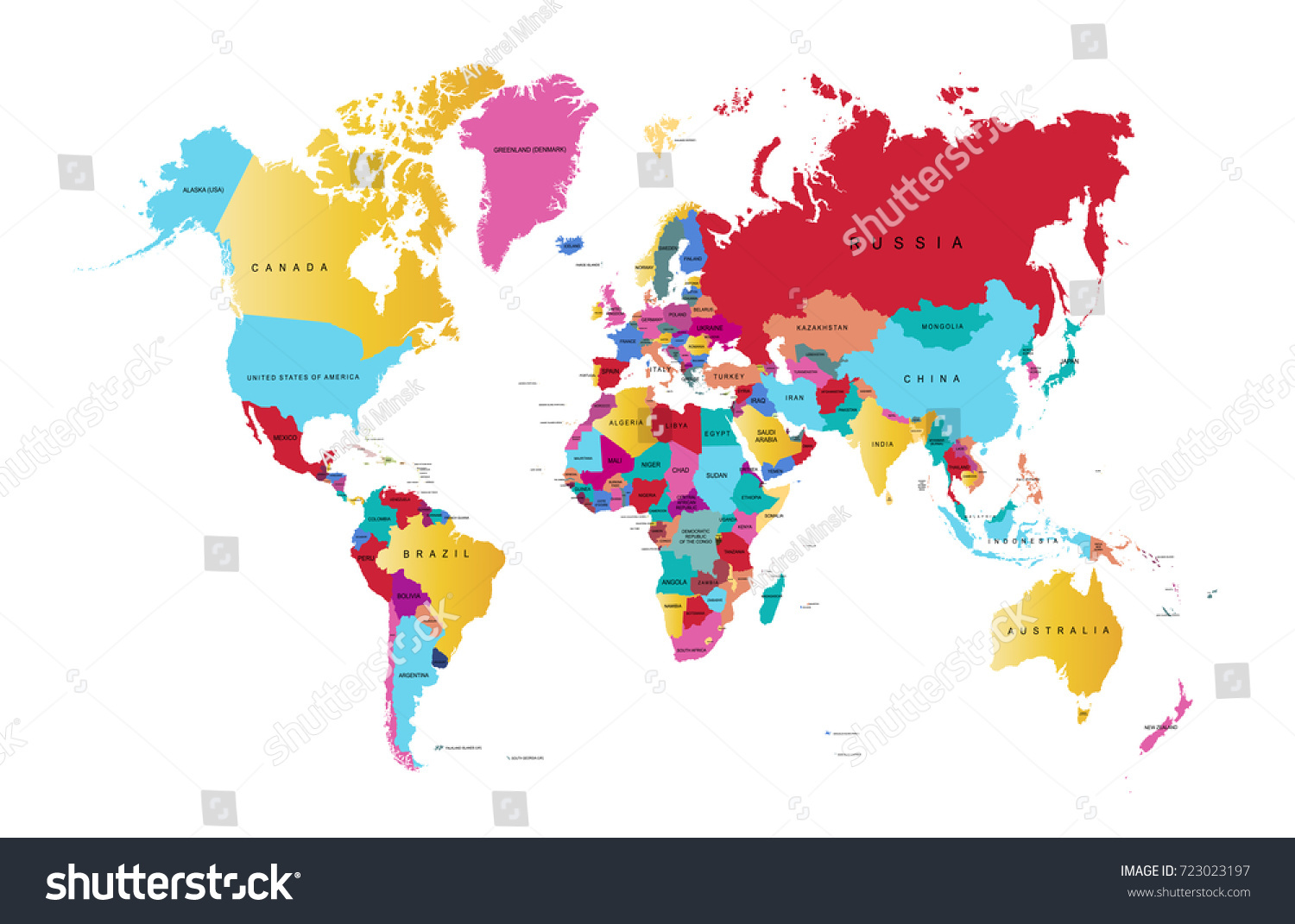 Color World Map Stock Vector (Royalty Free) 723023197 | Shutterstock