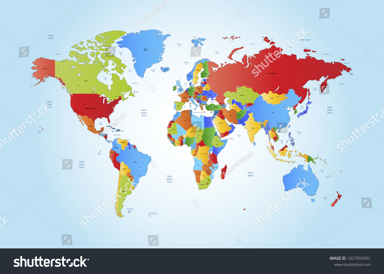 Color World Map Vector Stock Vector (Royalty Free) 1027054501 ...