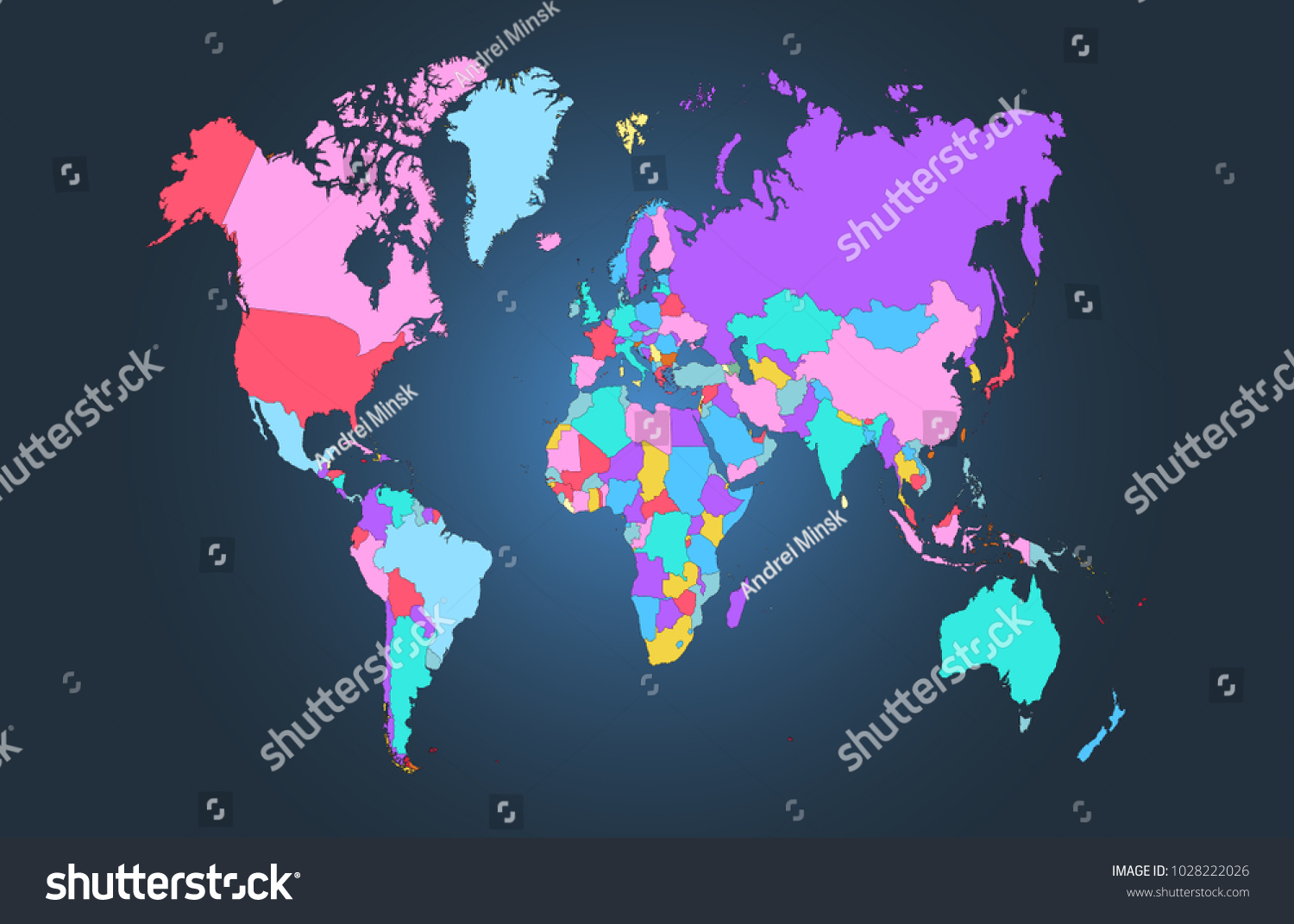 Color World Map Vector Stock Vector Royalty Free 1028222026 Shutterstock 0614