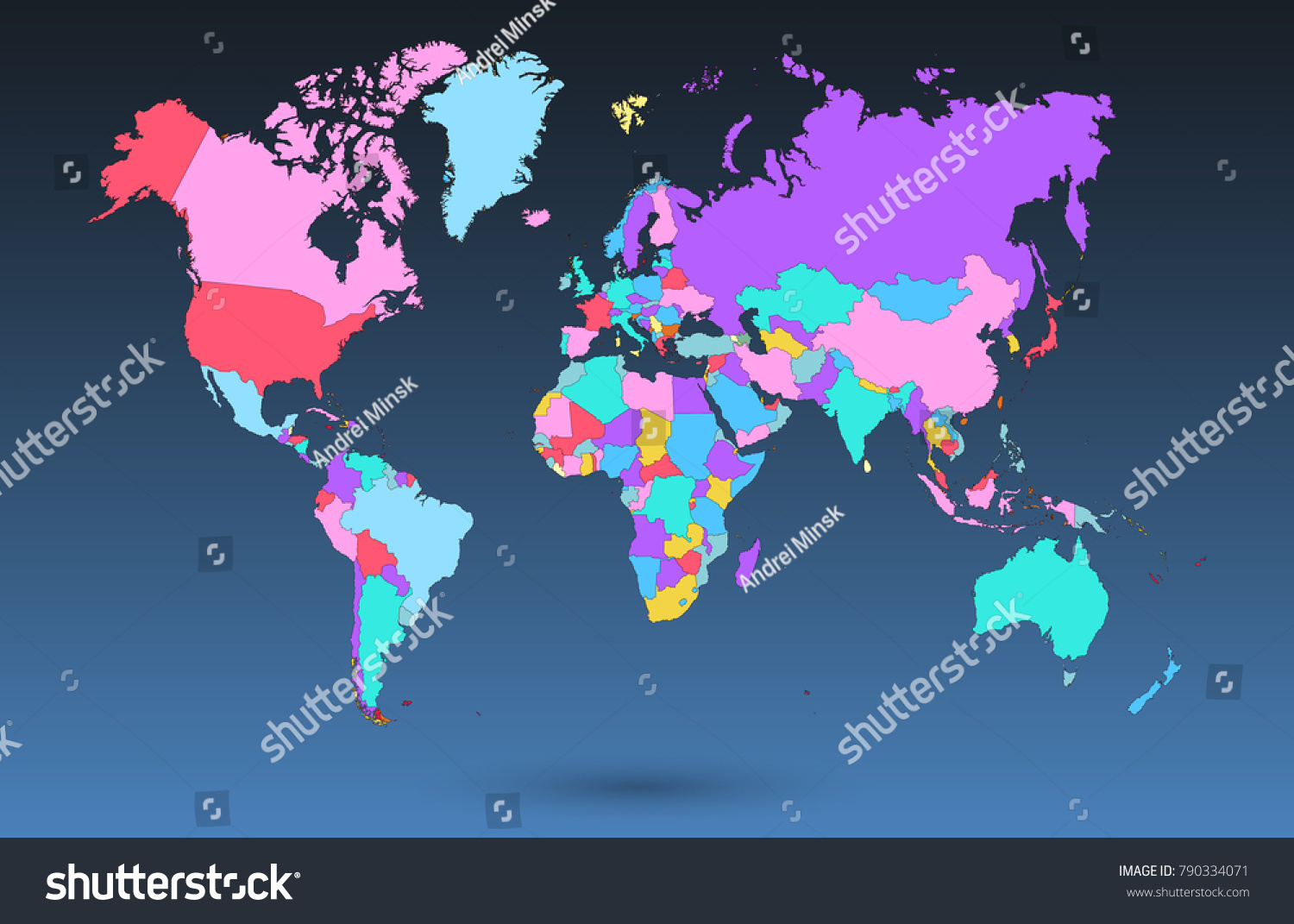 Color World Map Vector Stock Vector Royalty Free 790334071 Shutterstock