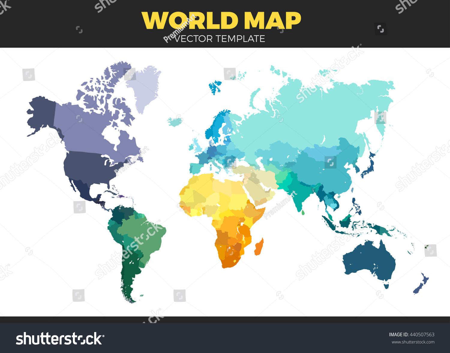 Color World Map Vector Illustration Empty Stock Vector Royalty