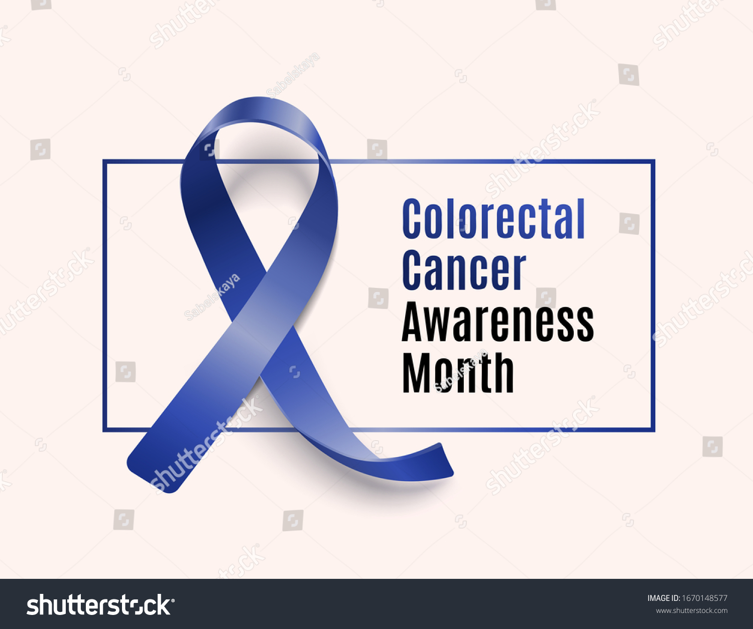 Stock Vector Colorectal Cancer Awareness Month Dark Blue Ribbon With Text On Disease Solidarity Card Banner 1670148577 