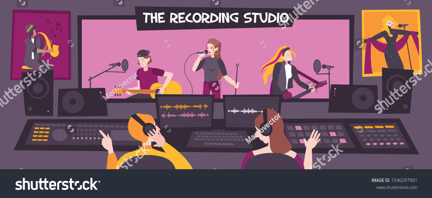 Colored Flat Recording Studio Composition Recording Stock Vector ...