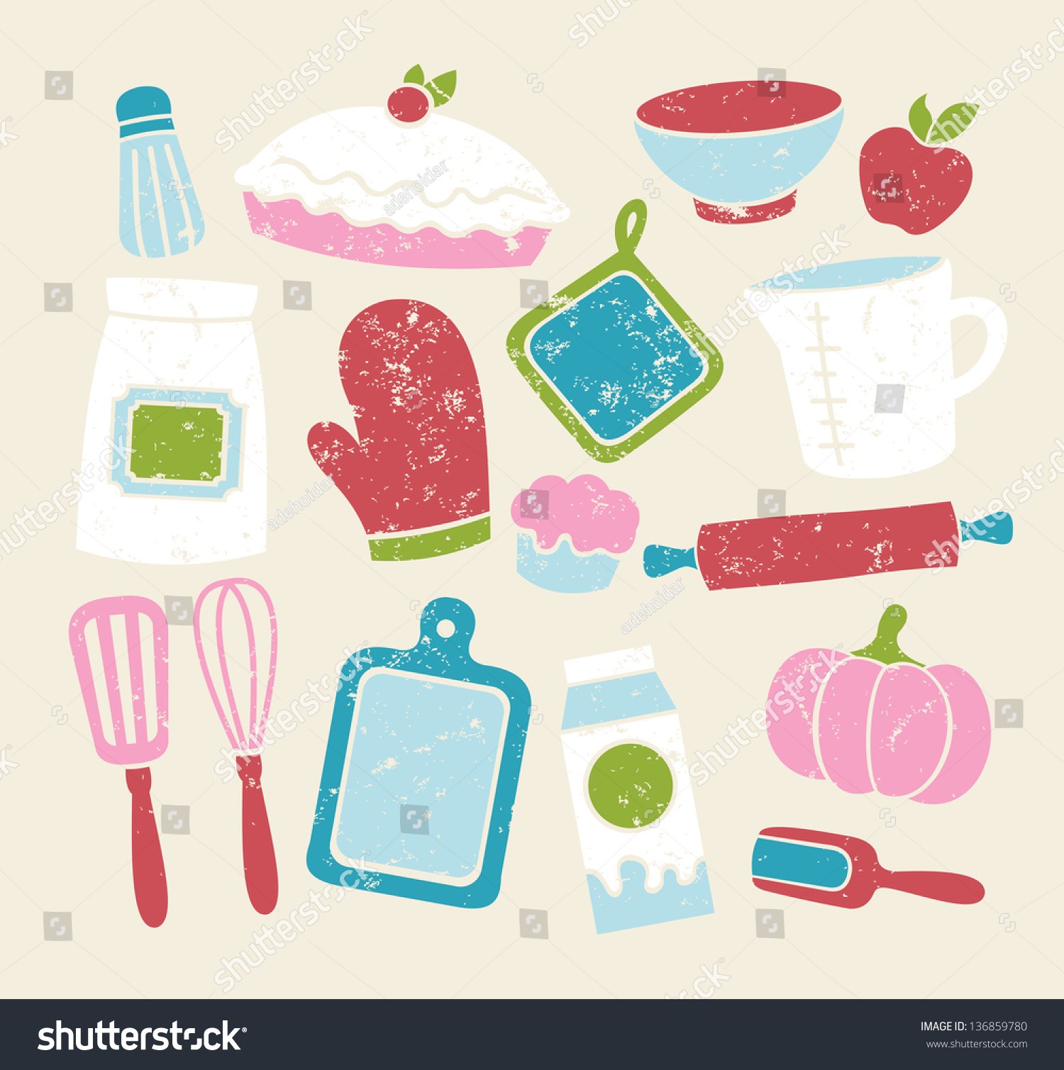 Colored Baking Elements Stock Vector (Royalty Free) 136859780 ...