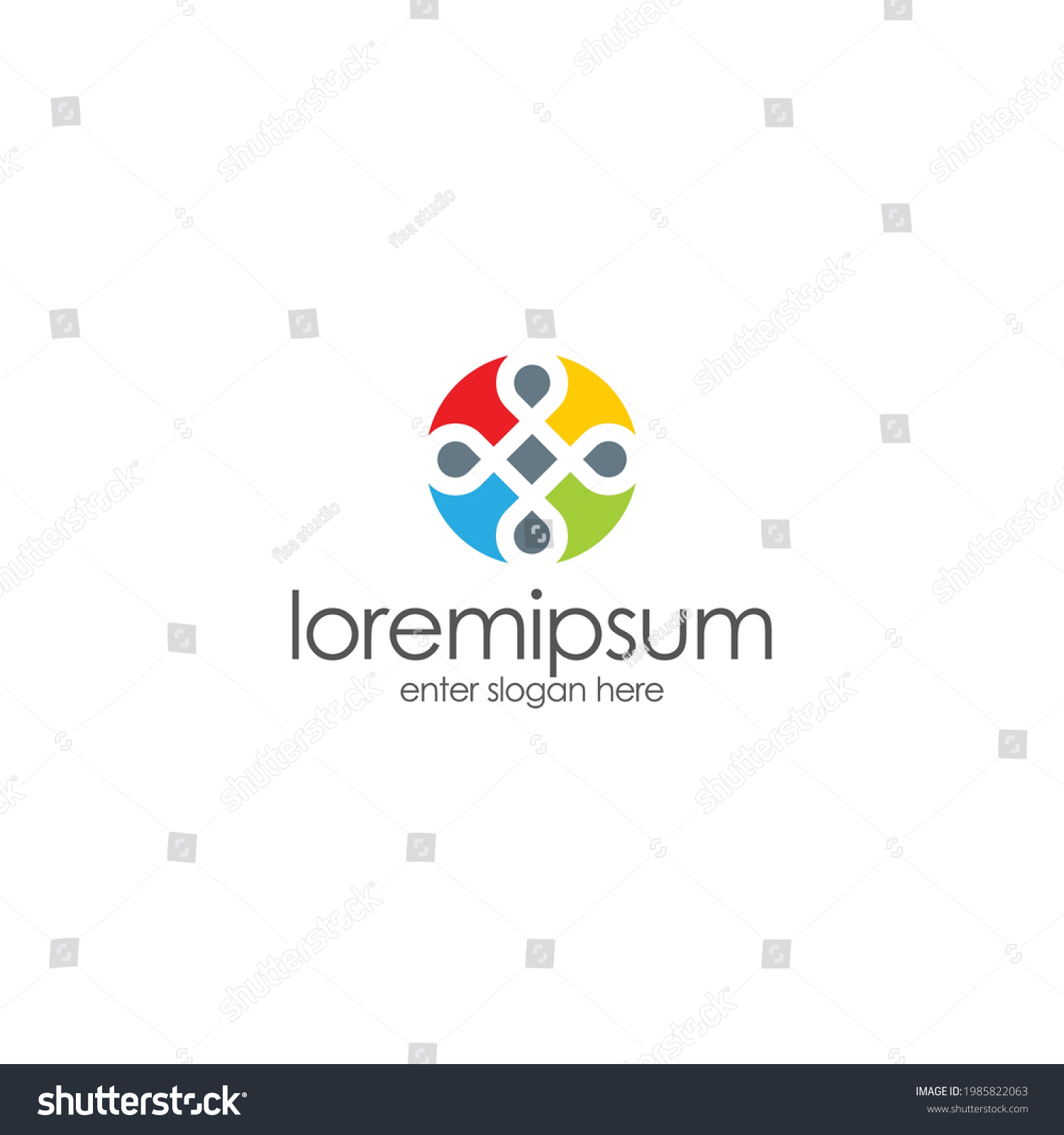 Colored Circle Logo Four People Icon Stock Vector (Royalty Free ...