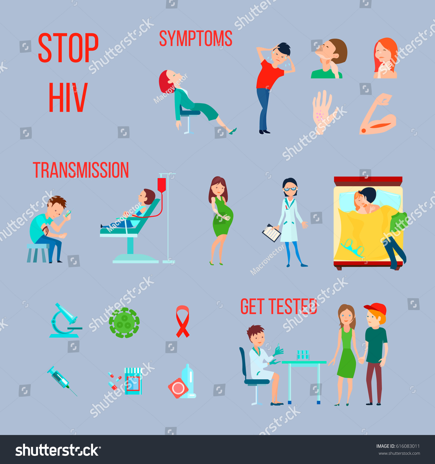 Colored Flat Hiv Infection Aids Icon Stock Vector 616083011 Shutterstock