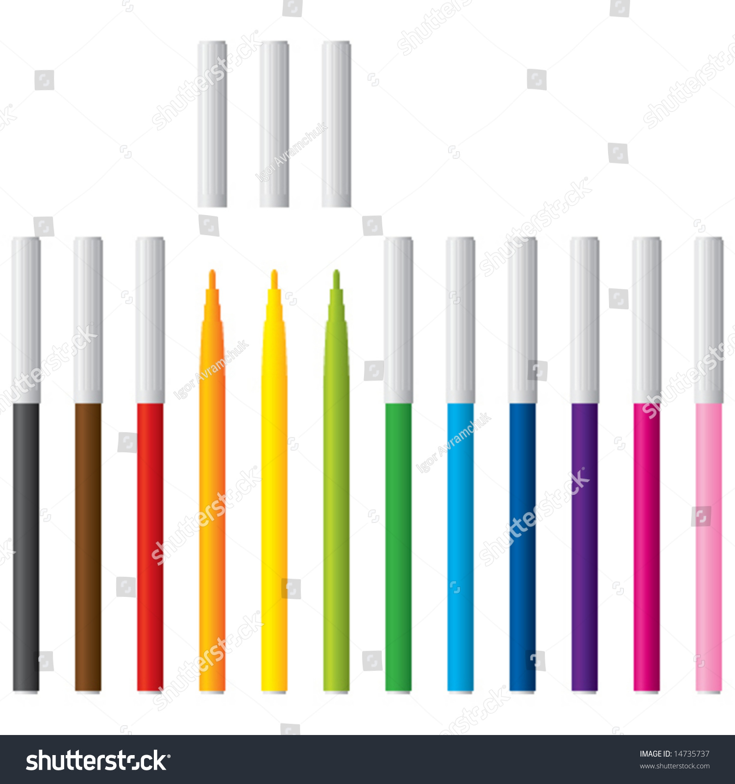 Colored Markers Vector Illustration Stock Vector (Royalty Free ...