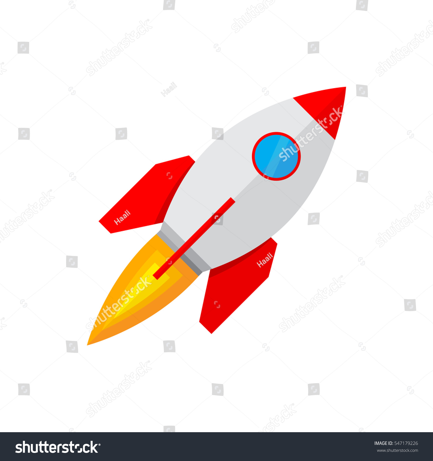 Colored Rocket Ship Icon Flat Design Stock Vector (Royalty Free