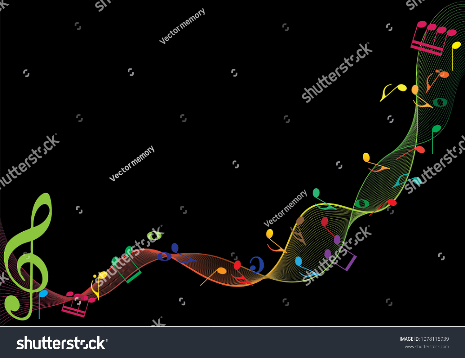 Colorful Abstract Music Notes On Rainbow Stock Vector (Royalty Free ...