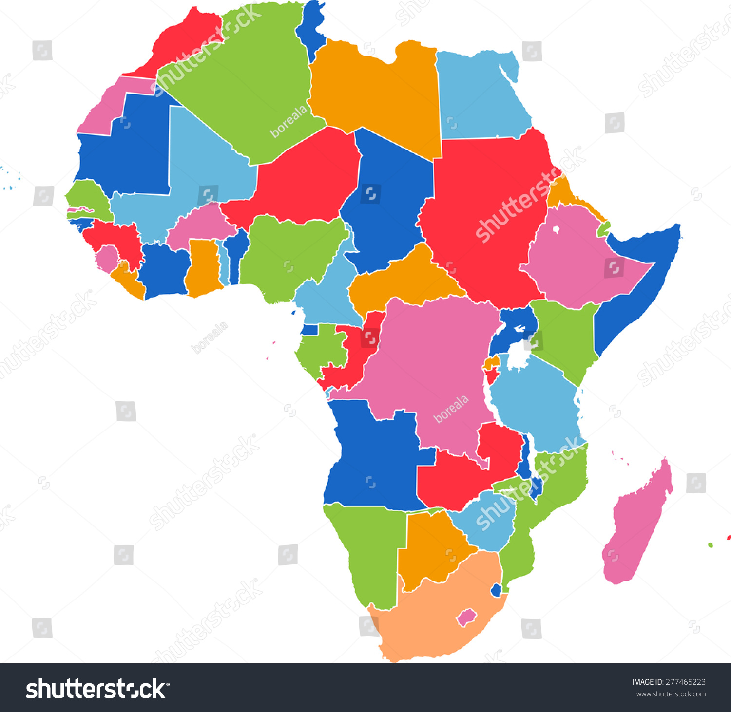 Colorful Africa Map Stock Vector (Royalty Free) 277465223