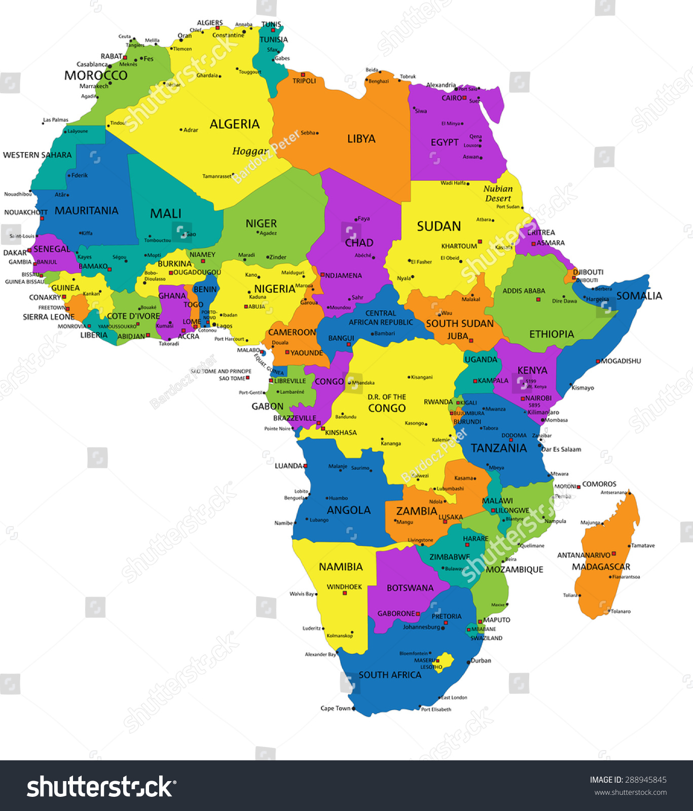 Colorful Physical Map Of Africa 100