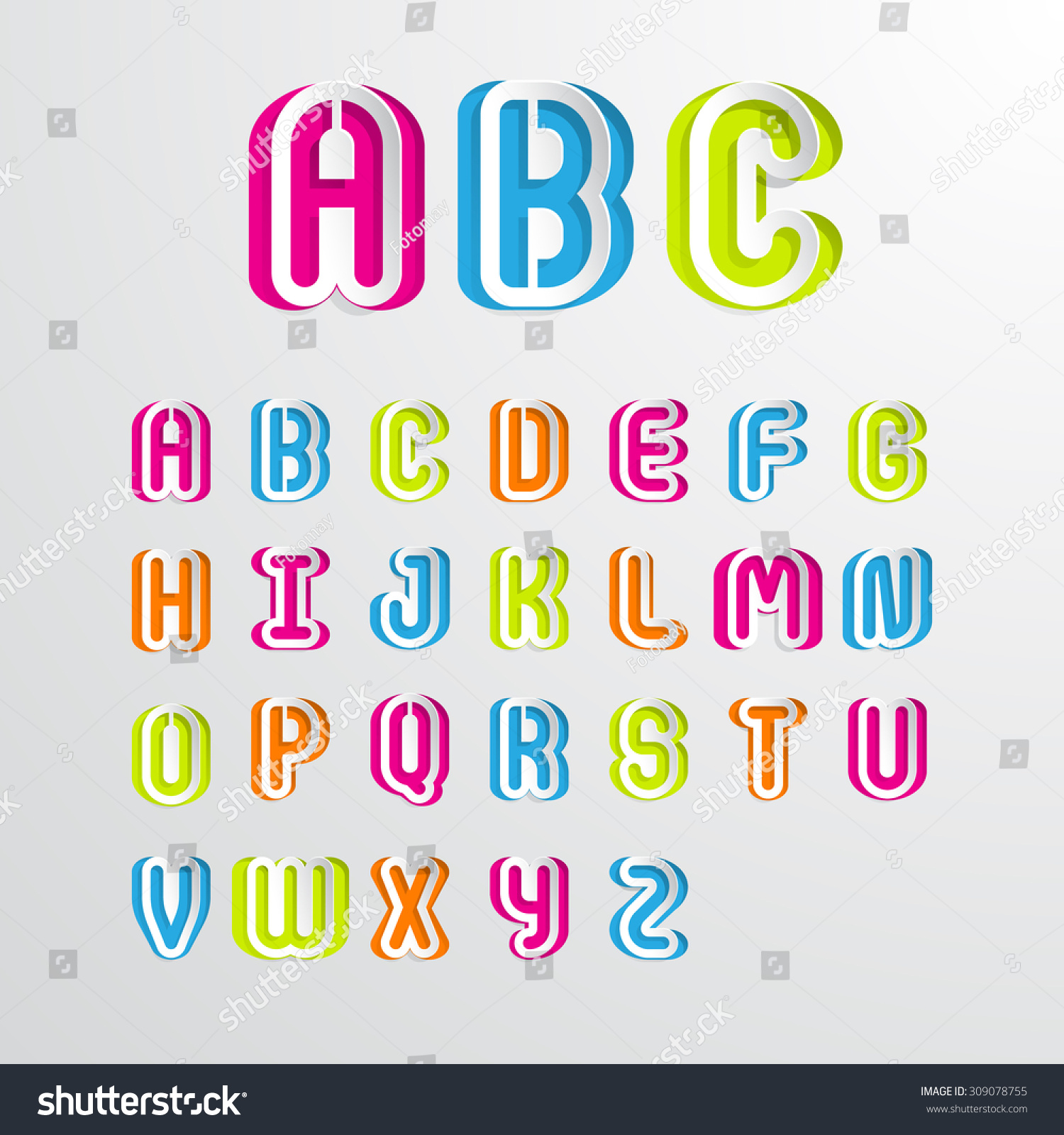 Colorful Alphabet Capital Letters Abcdefghijklmnopqrstuvwxyzvector Illustration Stock Vector Royalty Free