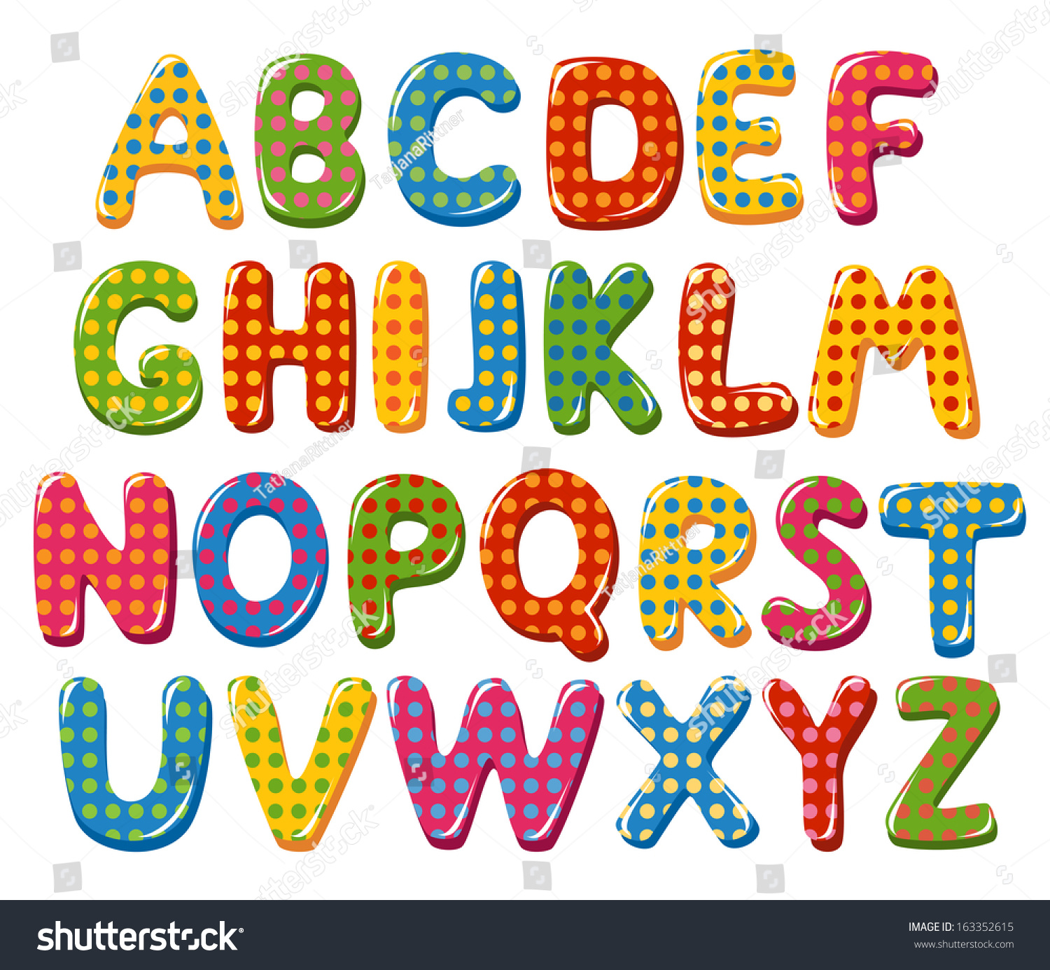 Colorful Alphabet Letters Polka Dot Pattern Stock Vector (Royalty Free ...