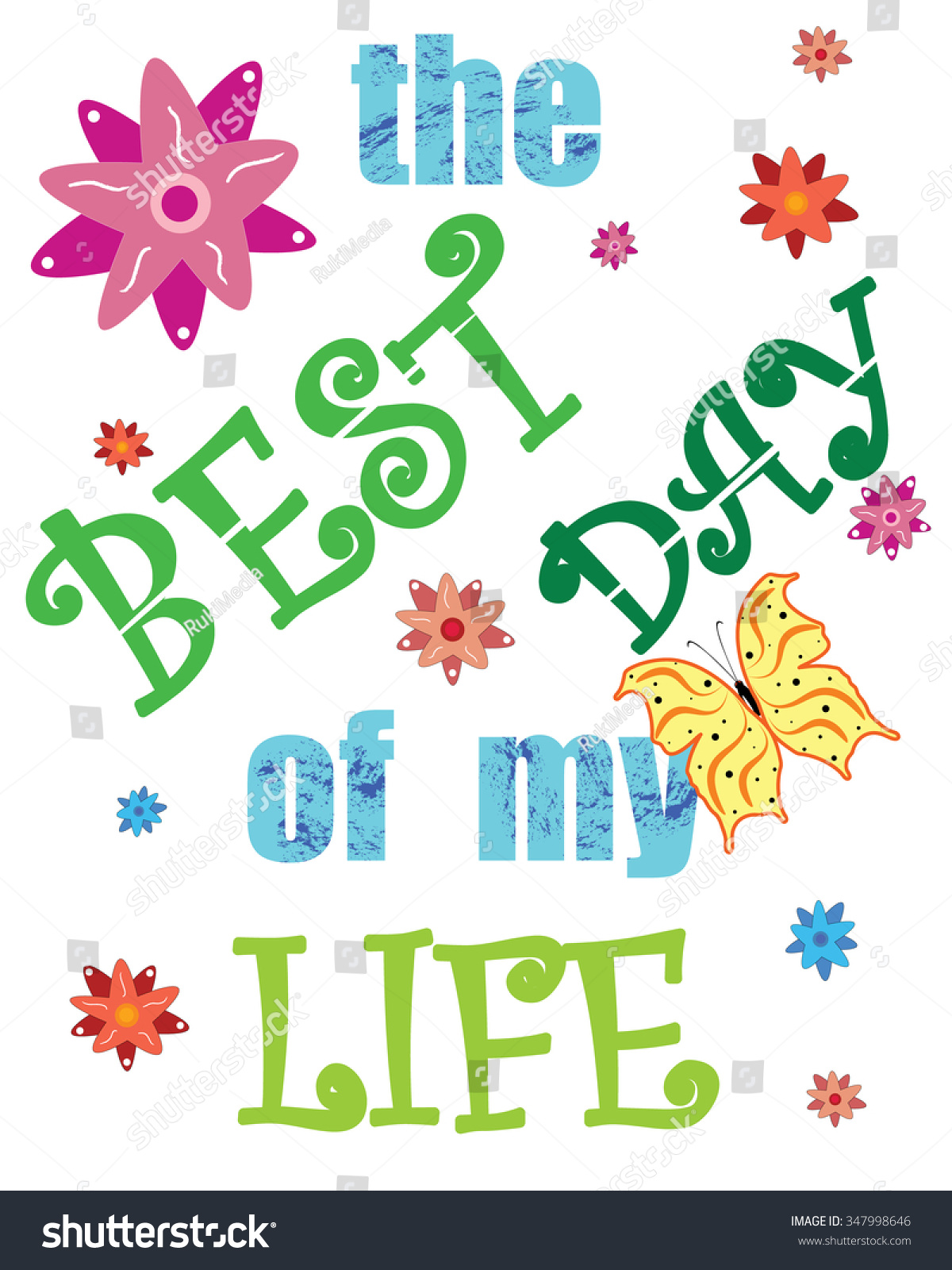 Colorful and beautiful T shirt graphic design and typography with "The best day of