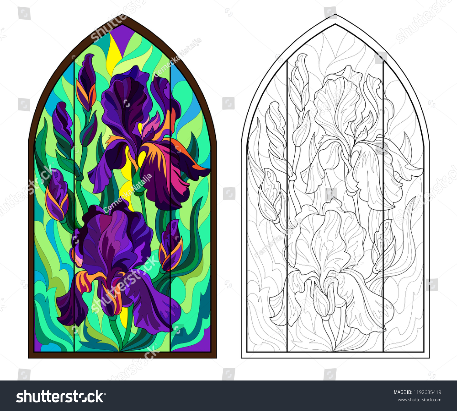 Colorful Black White Pattern Gothic Stained Stock Vector (Royalty In Stained Glass Windows Worksheet