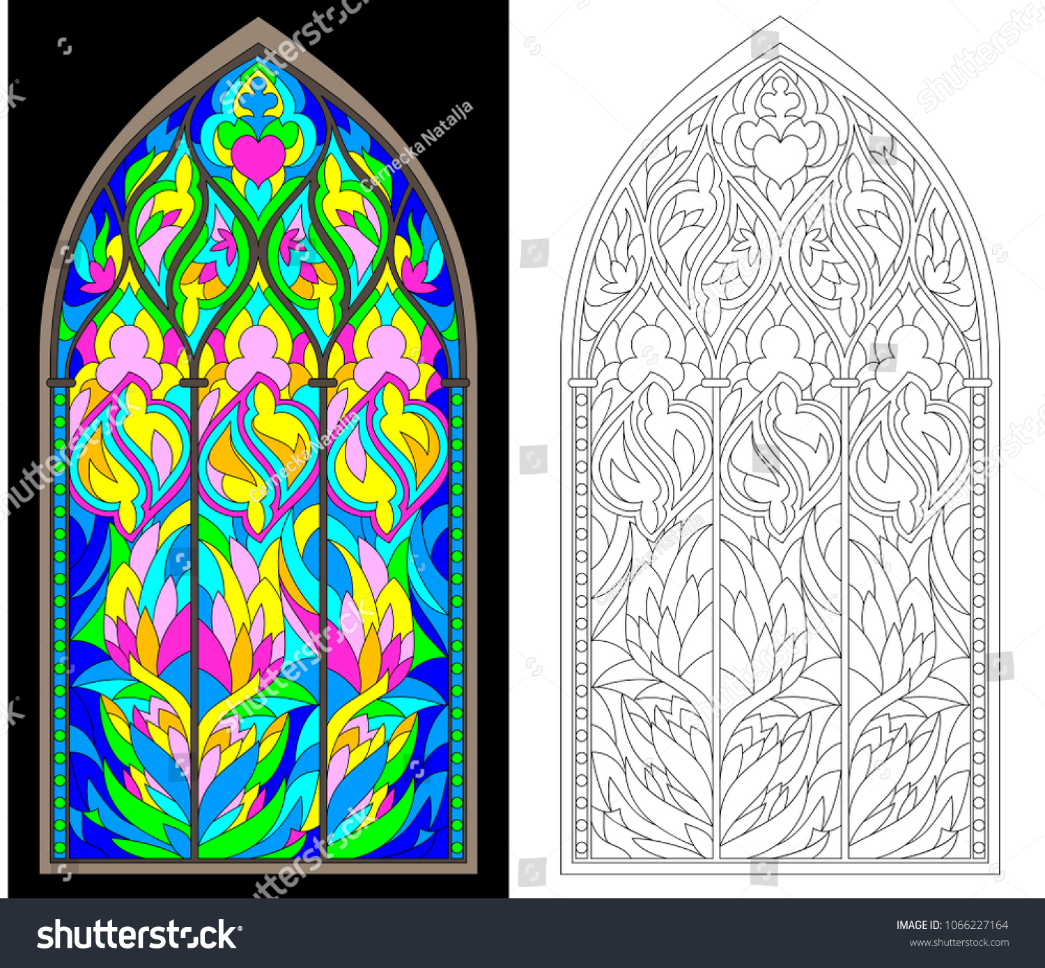 Colorful Black White Pattern Gothic Stained Stock Vector (Royalty With Regard To Stained Glass Windows Worksheet