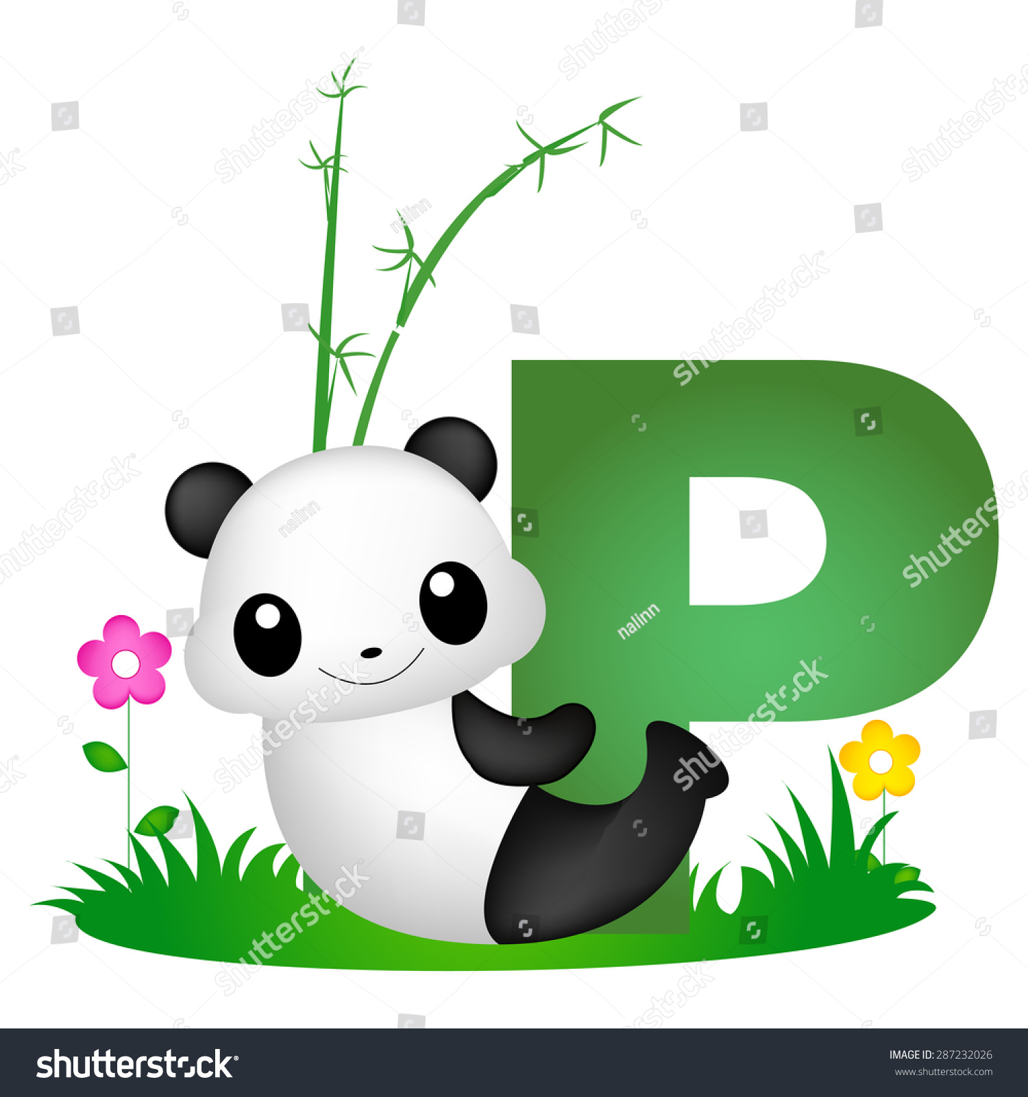 Colorful Animal Alphabet Letter P Cute Stock Vector Royalty Free