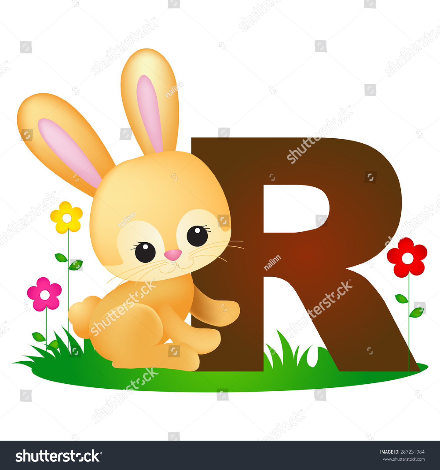 Colorful Animal Alphabet Letter R Cute Stock Vector (Royalty Free