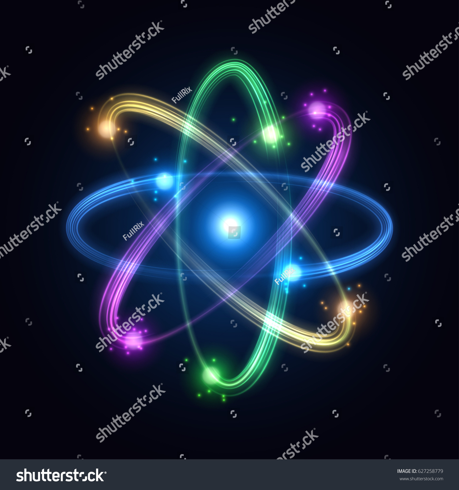 Colorful Atom Particles Vector Illustration Stock Vector (Royalty Free ...