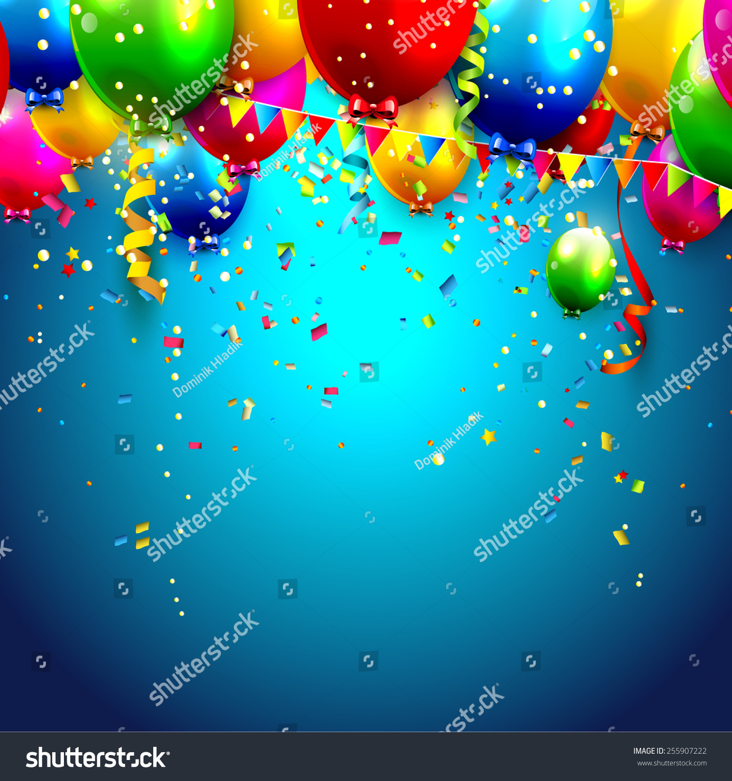 Colorful Balloons And Confetti - Vector Background - 255907222 ...