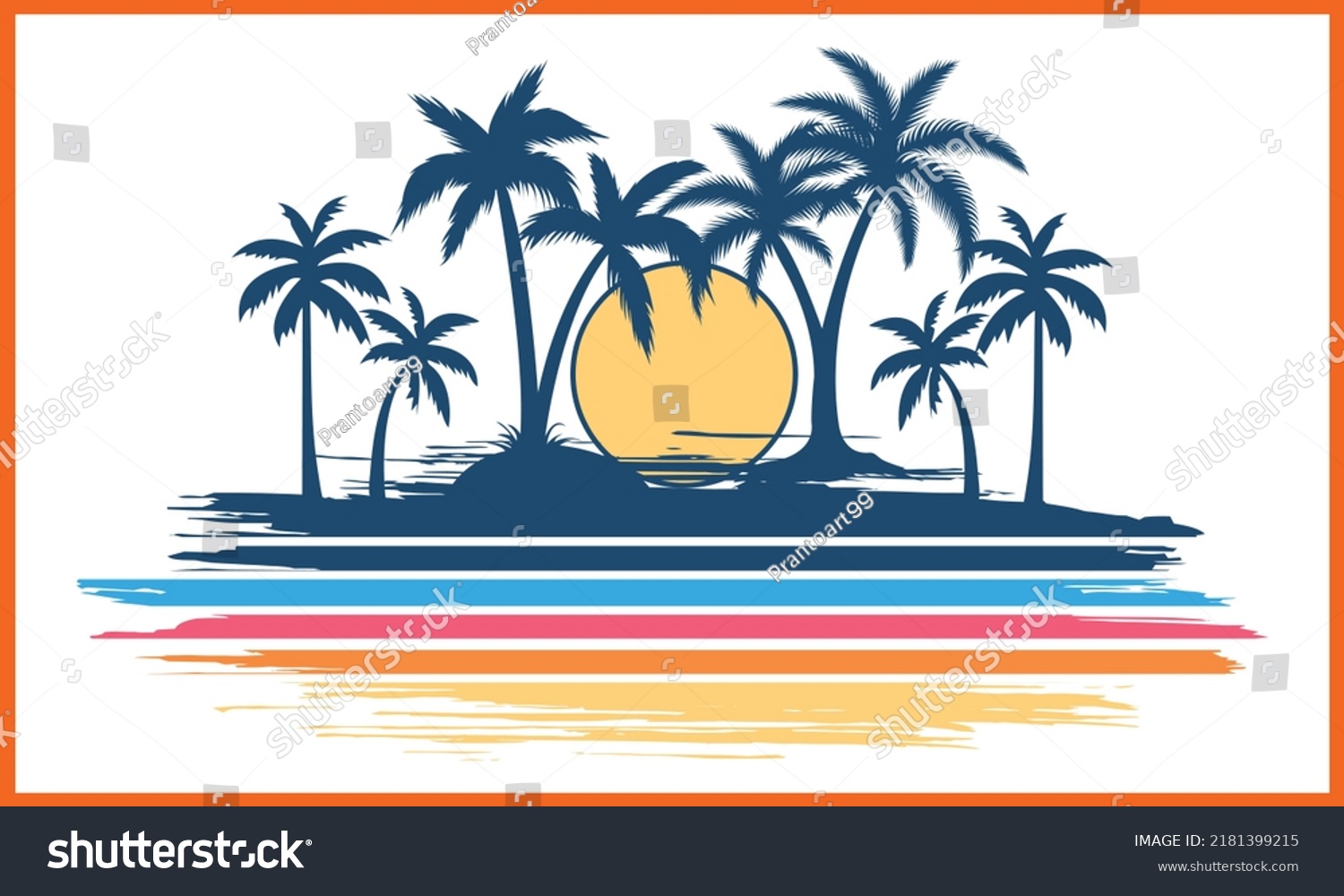 SVG of Colorful Beach SVG Illustration Design. svg