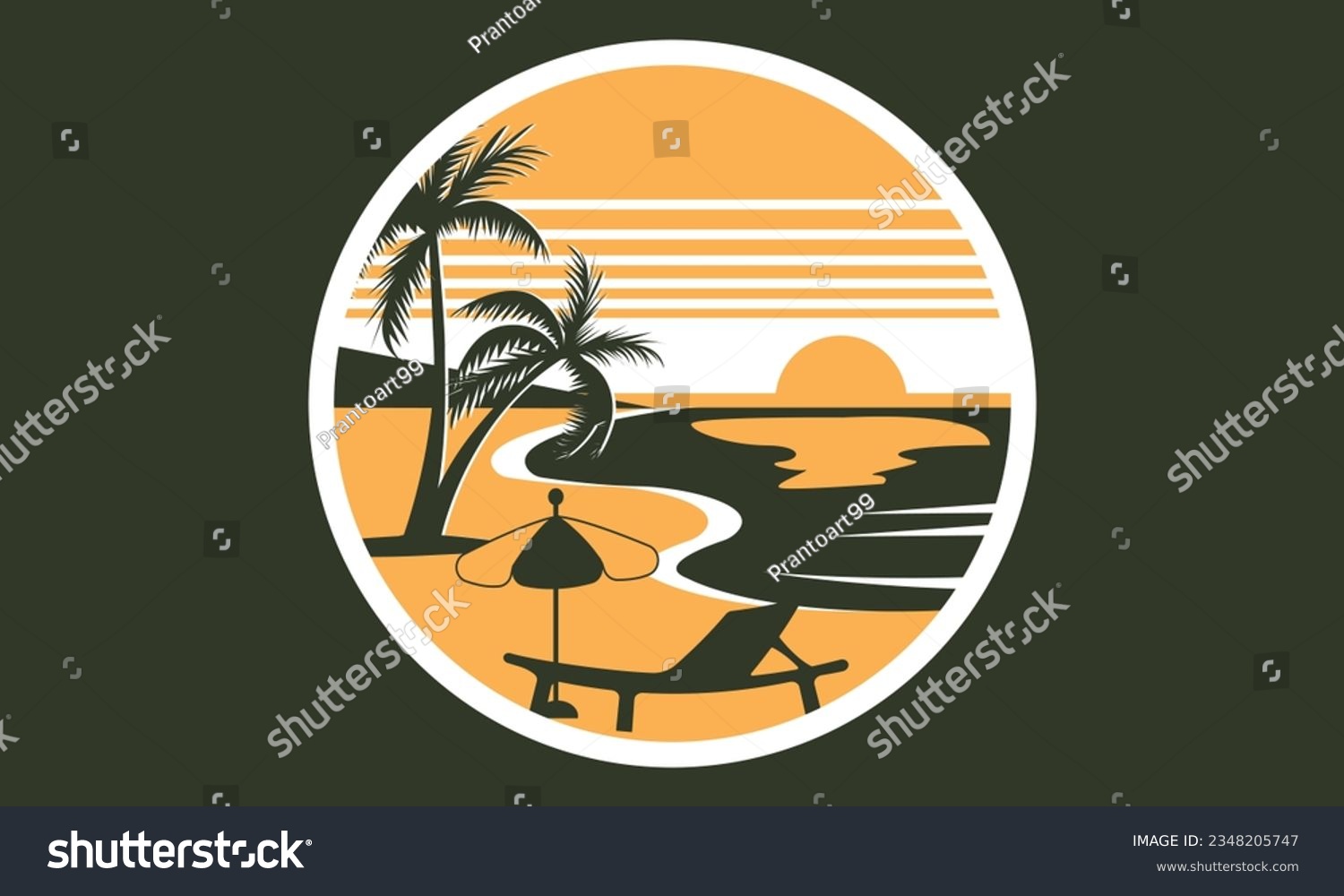 SVG of Colorful Beach SVG Illustration Design, Hello, Summer California Beach Vector T-shirt Design. svg