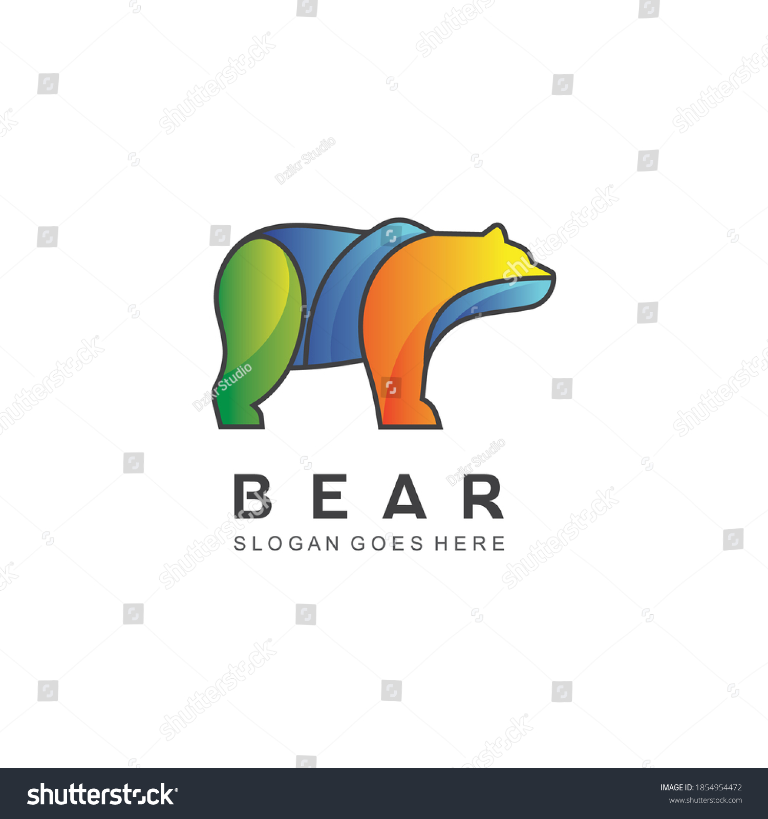 Colorful Bear Logo Vector Stock Vector (Royalty Free) 1854954472 | Shutterstock