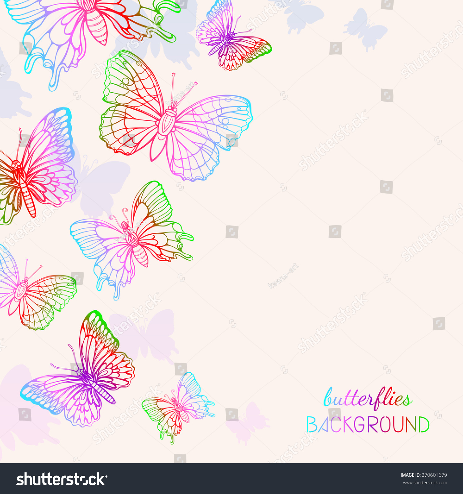 Colorful Butterflies Background Decorative Card Colorful Lager-vektor ...