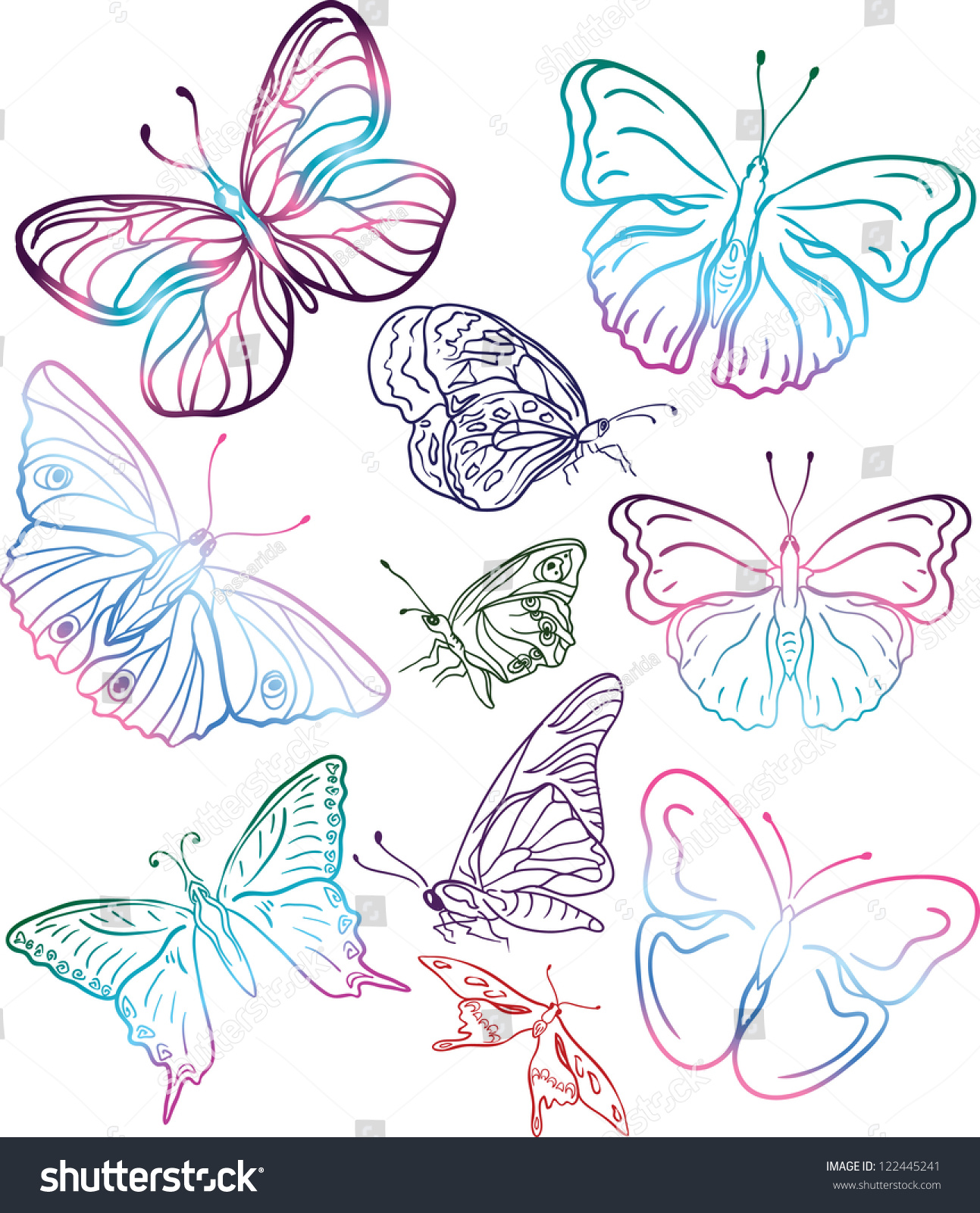 Colorful Butterflies Silhouettes Stock Vector 122445241 : Shutterstock