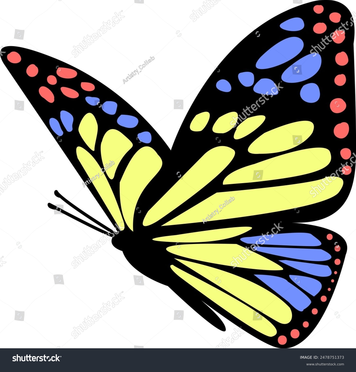 recommend clip art: Colorful Butterfly Flies in the Air Against a White Background. Abstract Butterfly Wings. Exotic Moth Decor. Elegant Flying Insect.