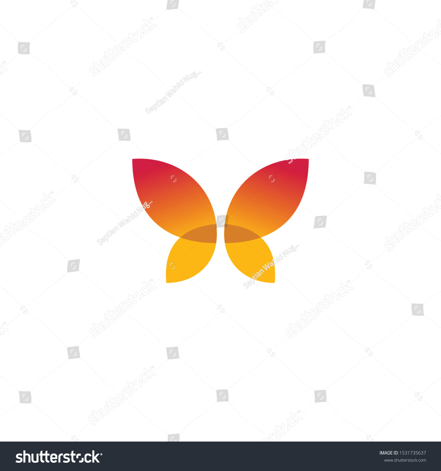 Colorful Butterfly Logo Overlay Transparent Sheets Stock Vector